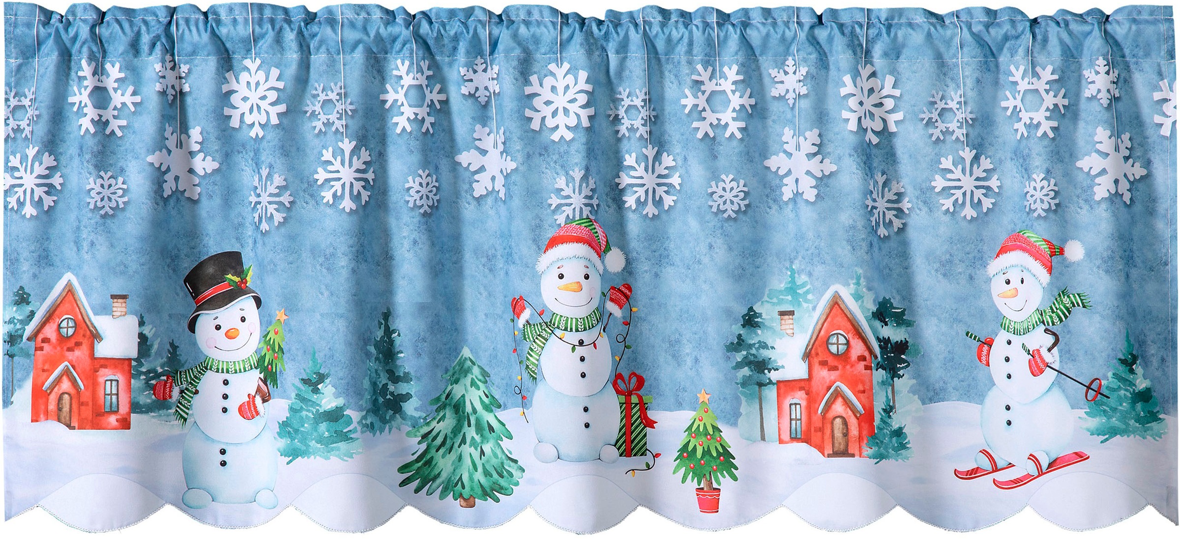 Weckbrodt Scheibengardine »Schneemann« Stangendurchzug 1 Stk. tlg. Bistro, günstig online kaufen