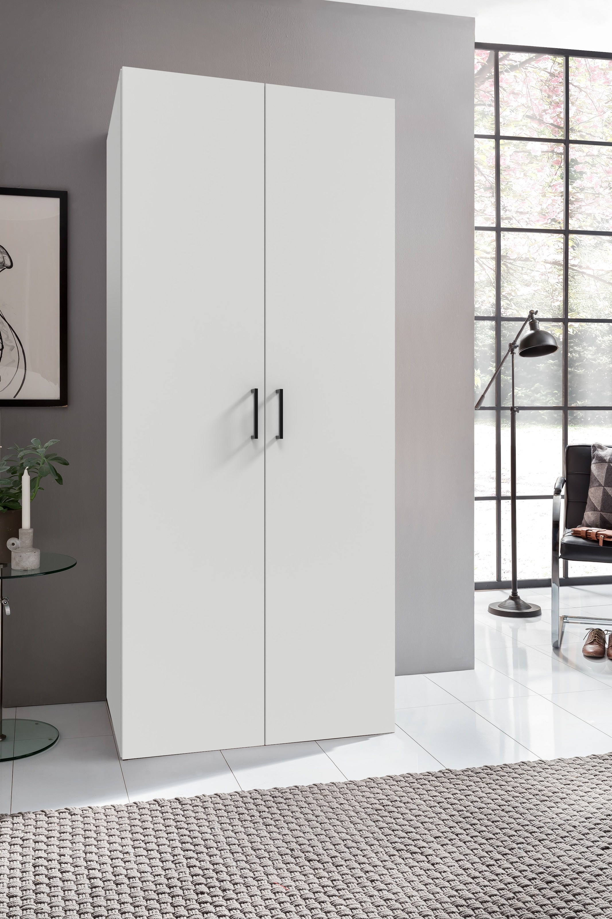 Wimex Kleiderschrank »Mugano,in 8 Breiten,3 Höhen,2 Tiefen, viele Farben, Made in Germany«, (in Basic oder Premium Ausstattung mit 2 weiteren Einlegeböden), mit langen oder kurzen Griffen aus Metall, mit oder ohne Spiegel
