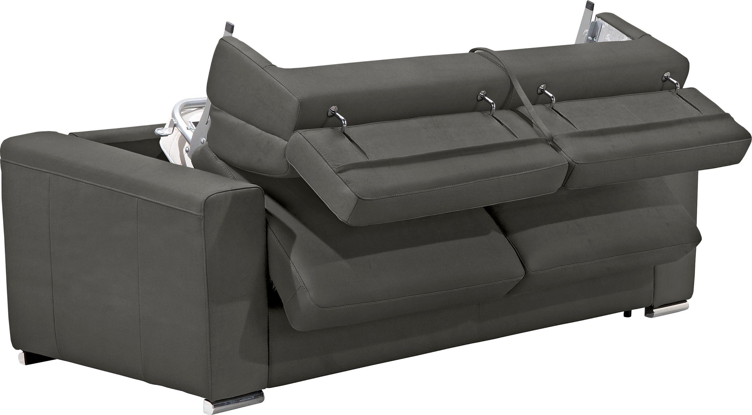 Egoitaliano Schlafsofa »Cabiria, Design und super Sitz- und Liegekomfort«, Sofa inkl. Schlaffunktion, Kopfteile verstellbar, mit Metallfüßen