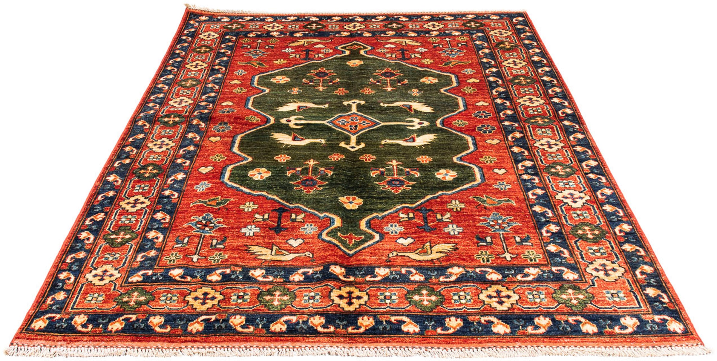 morgenland Orientteppich »Afghan - 195 x 150 cm - rot«, rechteckig, 7 mm Hö günstig online kaufen