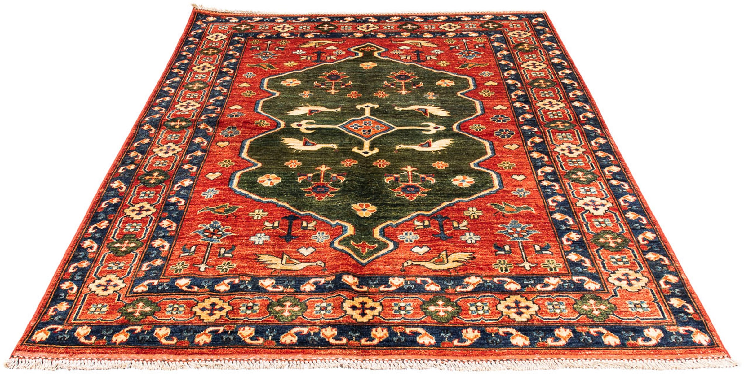 morgenland Orientteppich »Afghan - 195 x 150 cm - rot«, rechteckig, Wohnzim günstig online kaufen