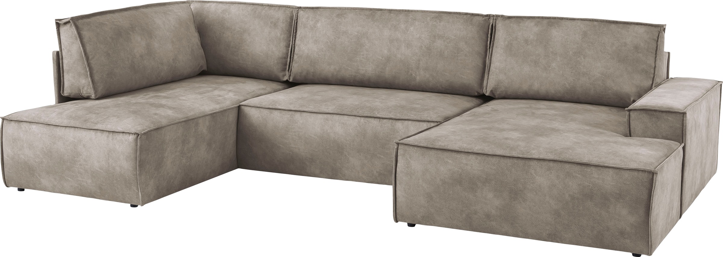 Home affaire Wohnlandschaft »SHERWOOD 329 cm, U-Form, Schlafsofa,«, Schlaffunktion m. Bettkasten (194x139 cm), Cord, Vintage, Samtvelours
