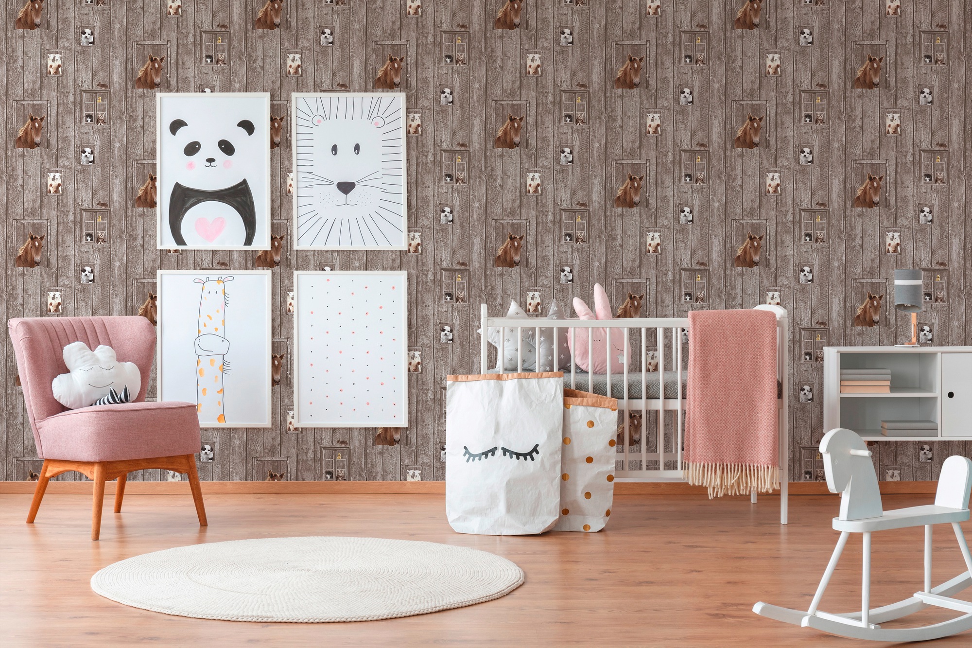 living walls Vliestapete »Little Stars«, Holz-realistisch-gestreift, Kindertapete Tapete Holzoptik Tapeten Kinderzimmer Schlafzimmer Design