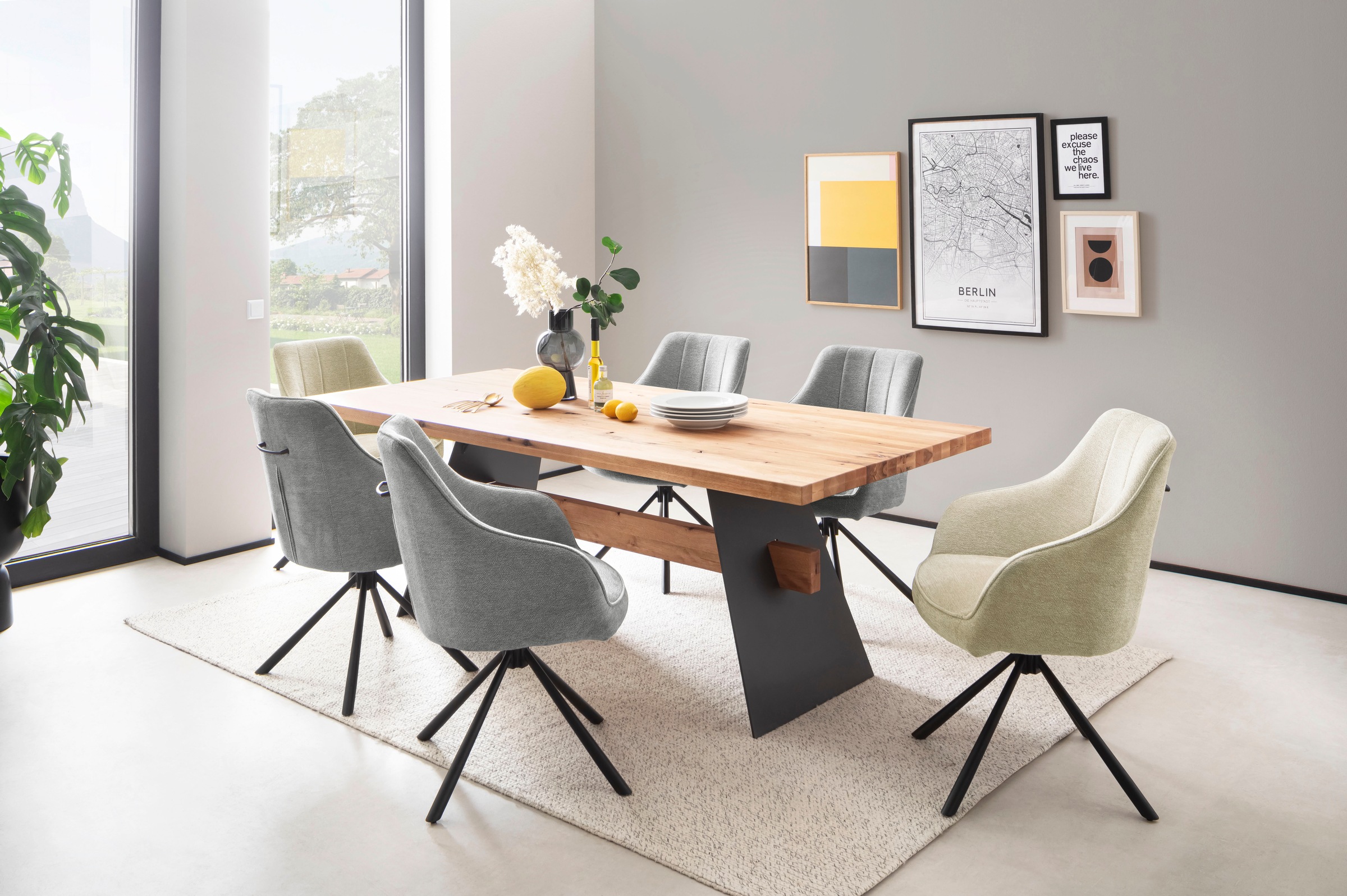 MCA furniture Esszimmerstuhl »KASAMA«, Strukturstoff, (2er-Set), 180° drehb günstig online kaufen