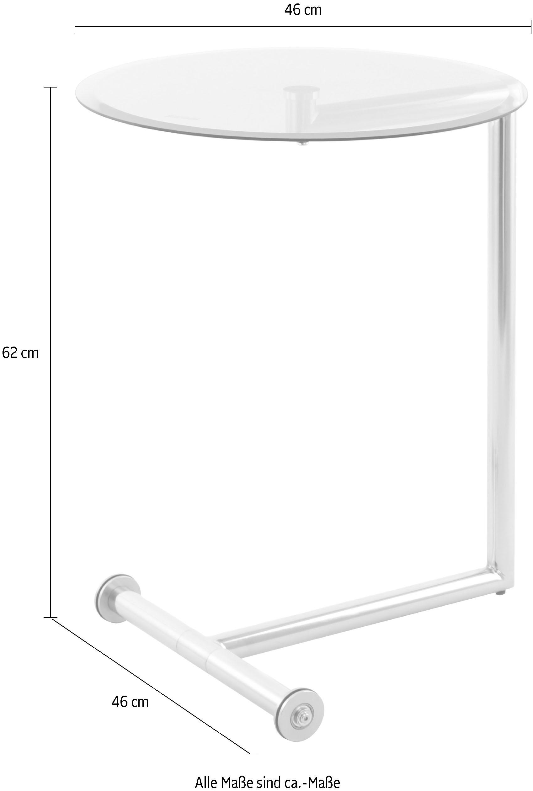 Kayoom Beistelltisch »Luciana, Beistelltisch für das Sofa, glamouröses, edles Design«, (1 St.), Moderne C-Form, unterm Sofa schiebbar, runde Tischplatte