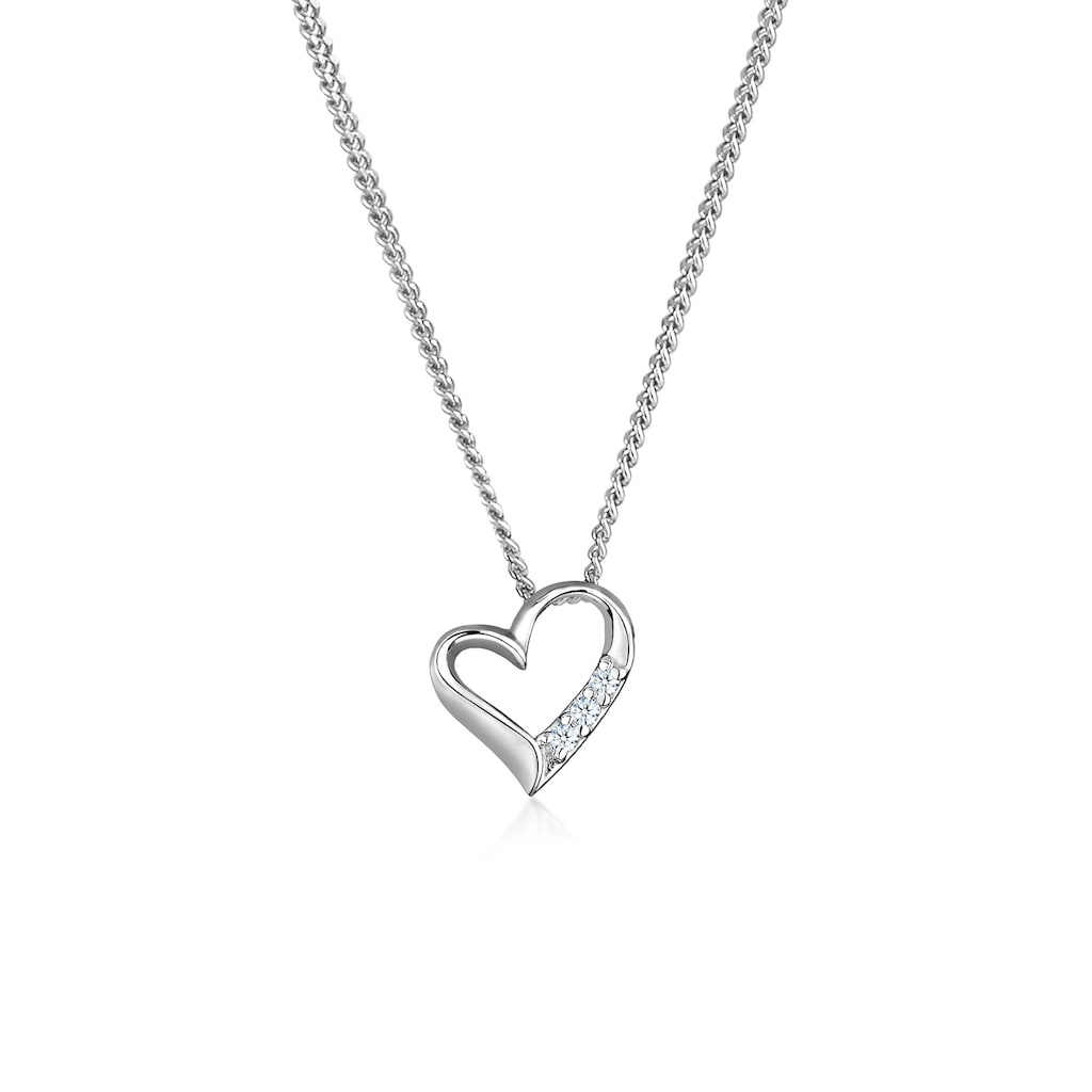 Elli DIAMONDS Collierkettchen »Herz Liebe Diamant (0.06 ct.) 925 Silber«