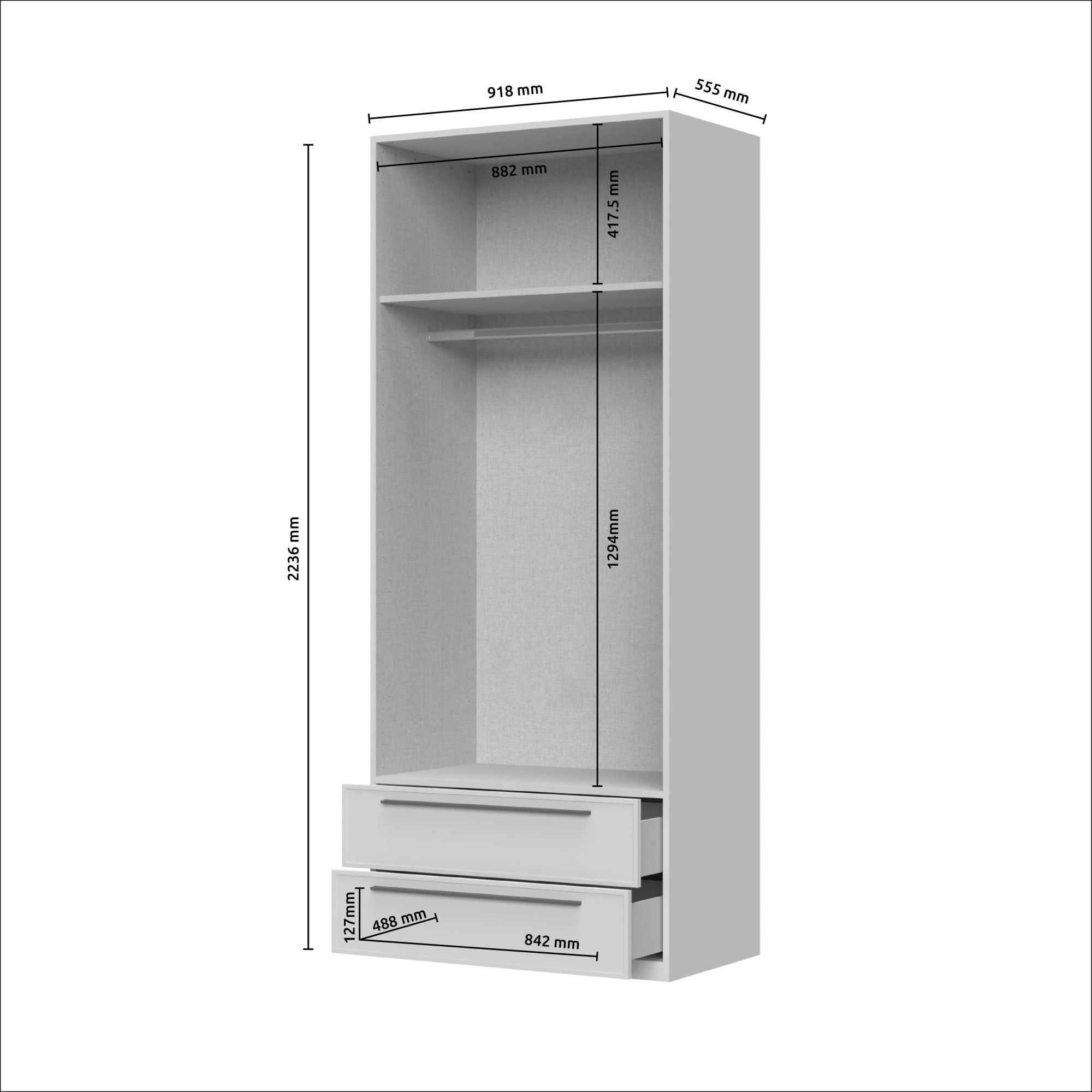 Places of Style Drehtürenschrank »Opera mit oder ohne Kranz inkl. LED-Bel.,B92,137,182 oder 227 cm«, Schubkästen, UV lackiert, Soft Close Funktion, Höhenverstellbare Füße