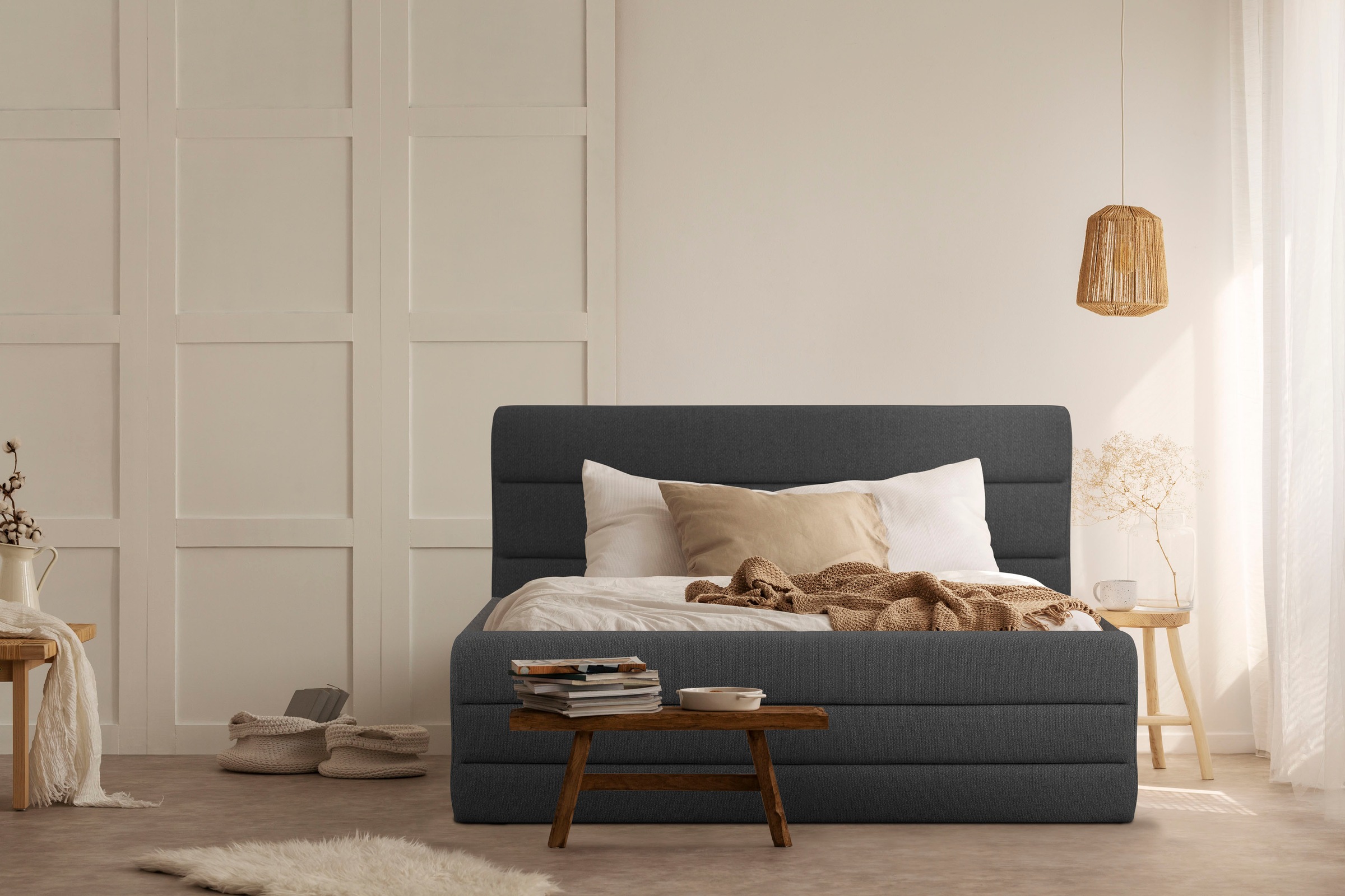 OTTO products Polsterbett "Merrit" Quernaht im Kopf- und Fußteil, in 5 Brei günstig online kaufen