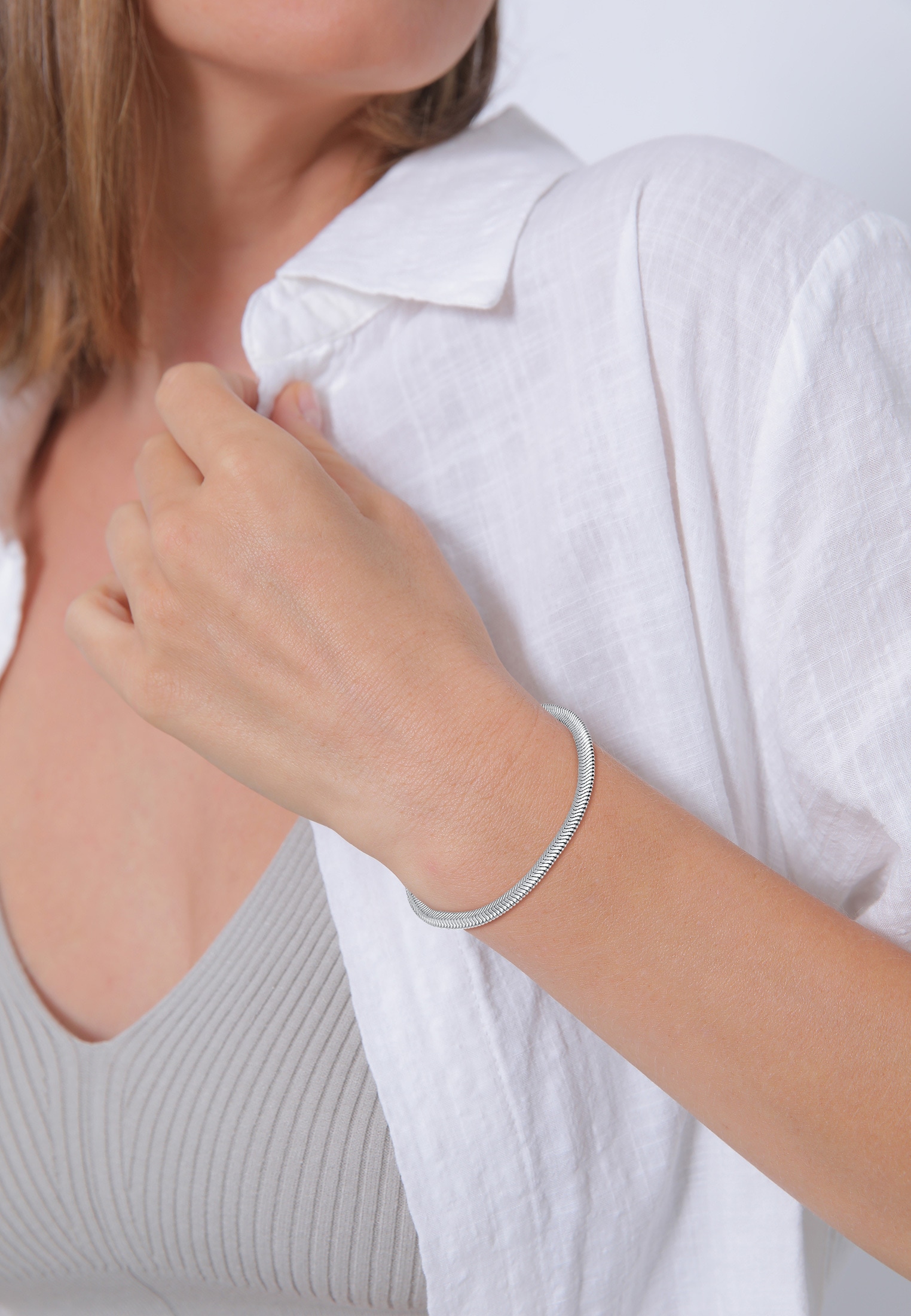 Elli Premium Armband »Flach Elegant Schlangenkette 925 Silber«