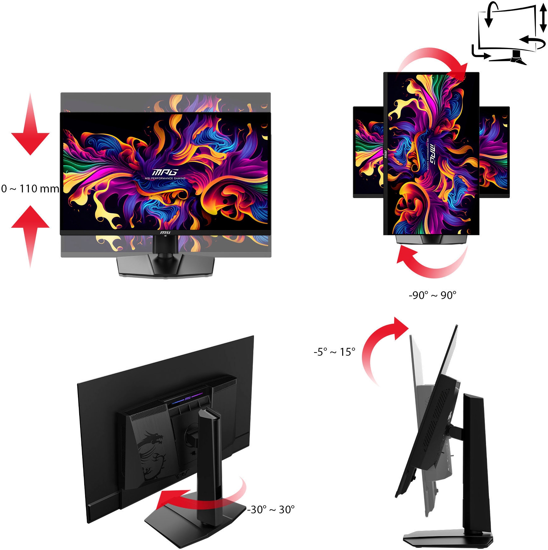 MSI Gaming-Monitor »MPG 321URX QD-OLED«, 80 cm/32 Zoll, 3840 x 2160 px, 4K Ultra HD, 0,03 ms Reaktionszeit, 240 Hz