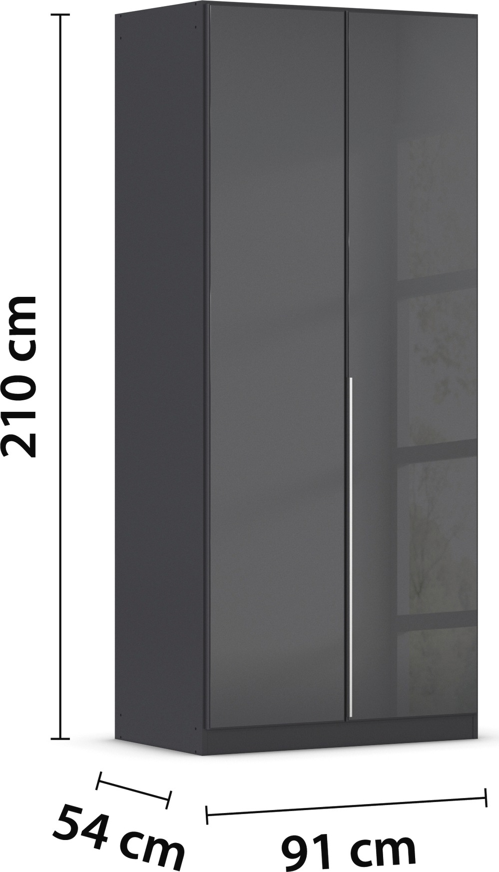 rauch Drehtürenschrank »Kleiderschrank Kleiderschränke Schrank Garderobe AGORDO mit Glasfront«, (in zwei Griff-Farben), durchdachte Innenausstattung, in 6 Breiten und 2 Höhen MADE IN GERMANY