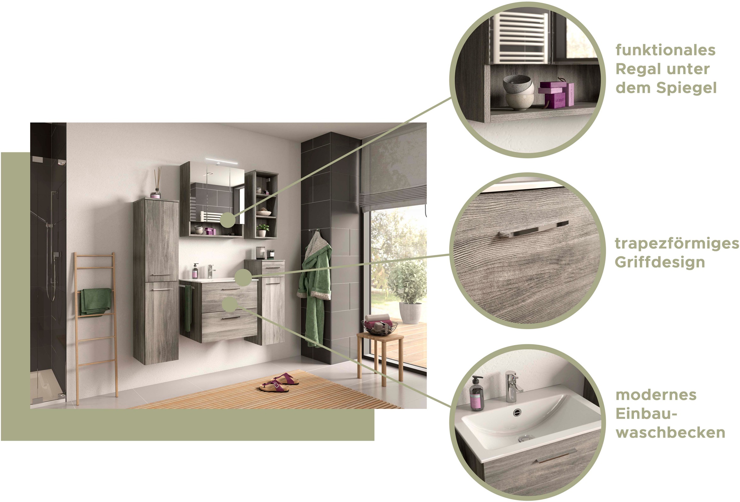 INOSIGN Waschbeckenunterschrank »Lecce«, Breite 60 cm, inkl. Waschbecken, hängende Montage