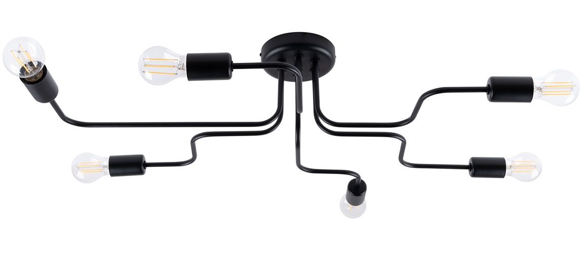 SOLLUX lighting Deckenleuchte »Kronleuchter VECTOR 6 schwarz«, 6 flammig, L günstig online kaufen