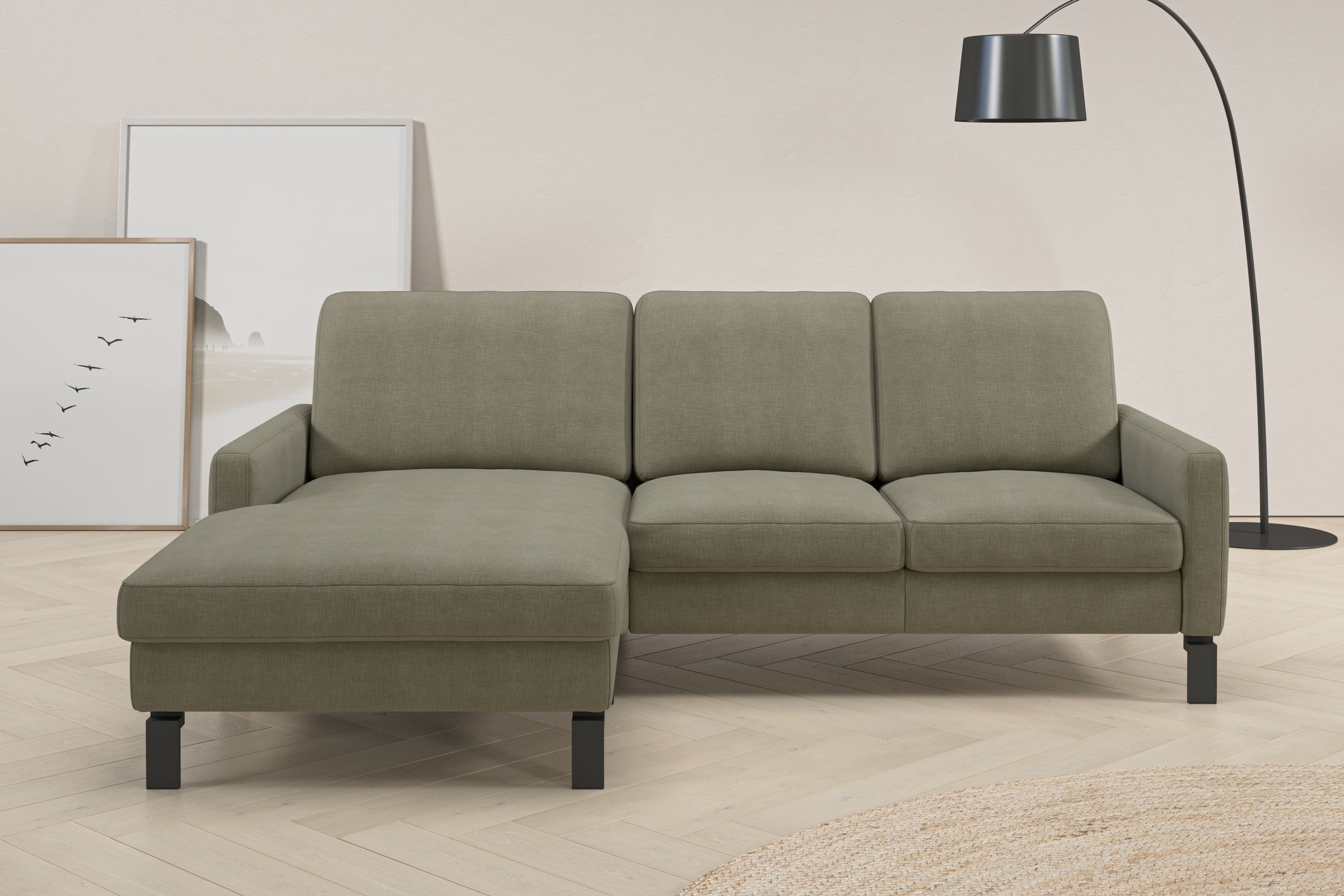 Home affaire Ecksofa »Lecce, L-Form, Federkernpolsterung, Breite 224 cm« inkl. saugroboterfreundliche Höhe & schmale Armlehnen