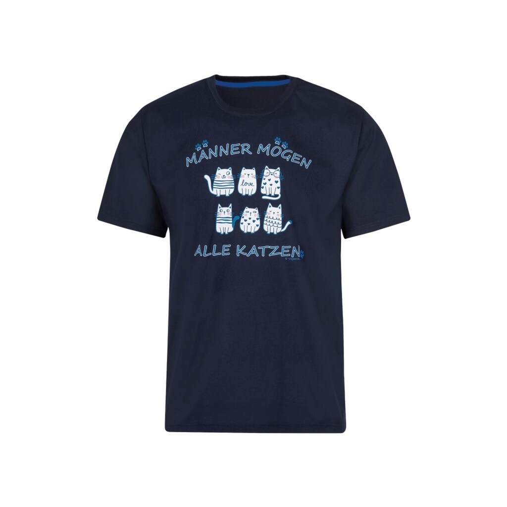 Trigema T-Shirt »TRIGEMA Herren-Schlafshirt für Katzenfans«