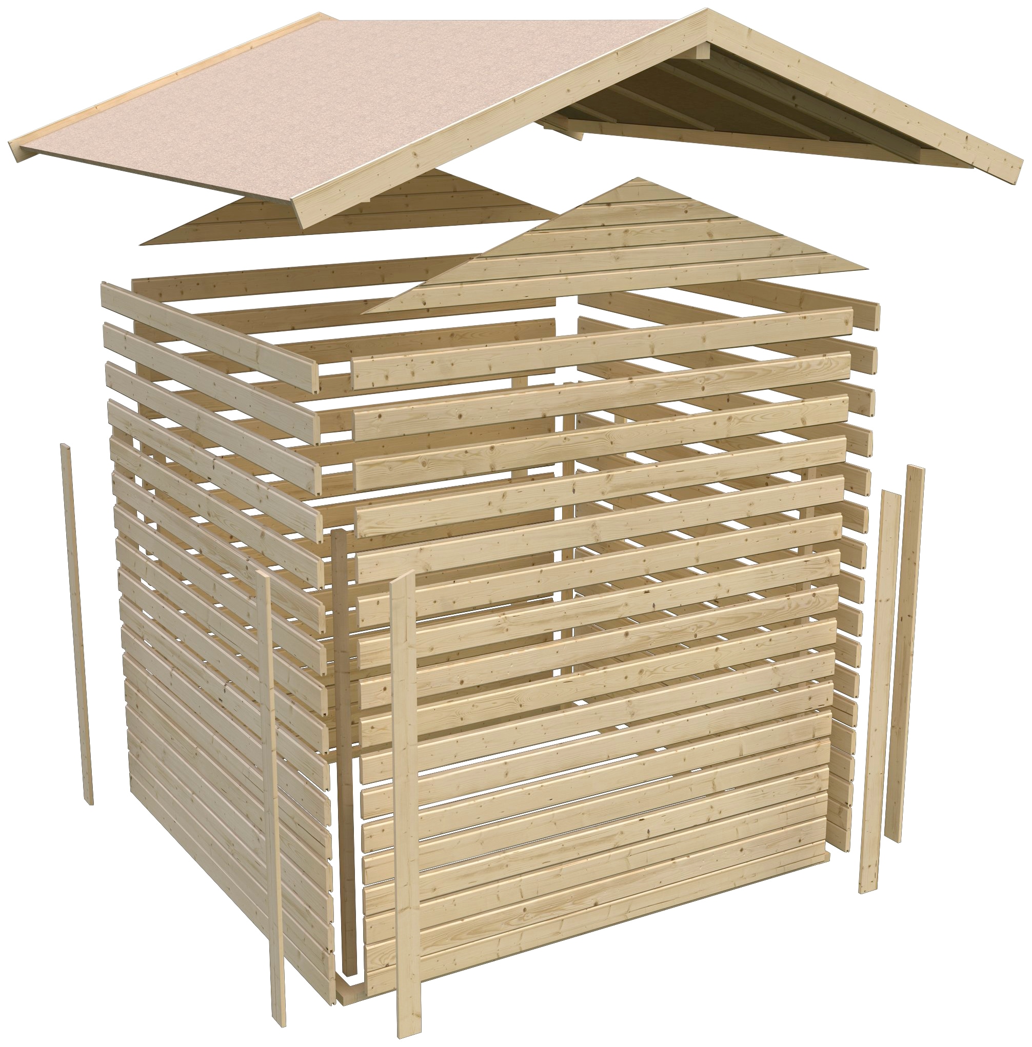 Karibu Gartenhaus »Amberg 5«, (Set), naturbelassen oder anthrazit, mit Boden