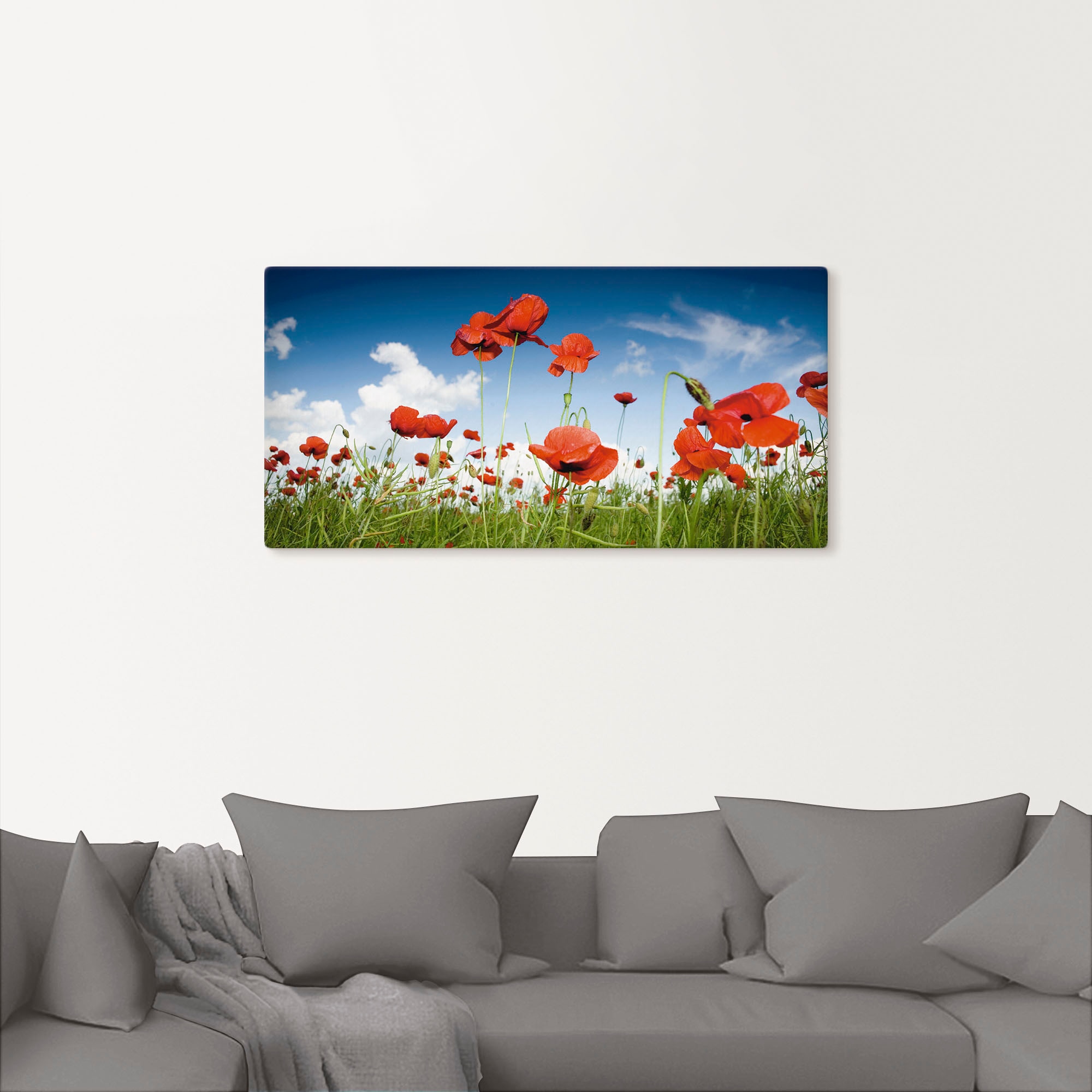 Artland Wandbild »Feld mit Mohnblumen unter Himmel«, Blumenwiese, (1 St.), günstig online kaufen