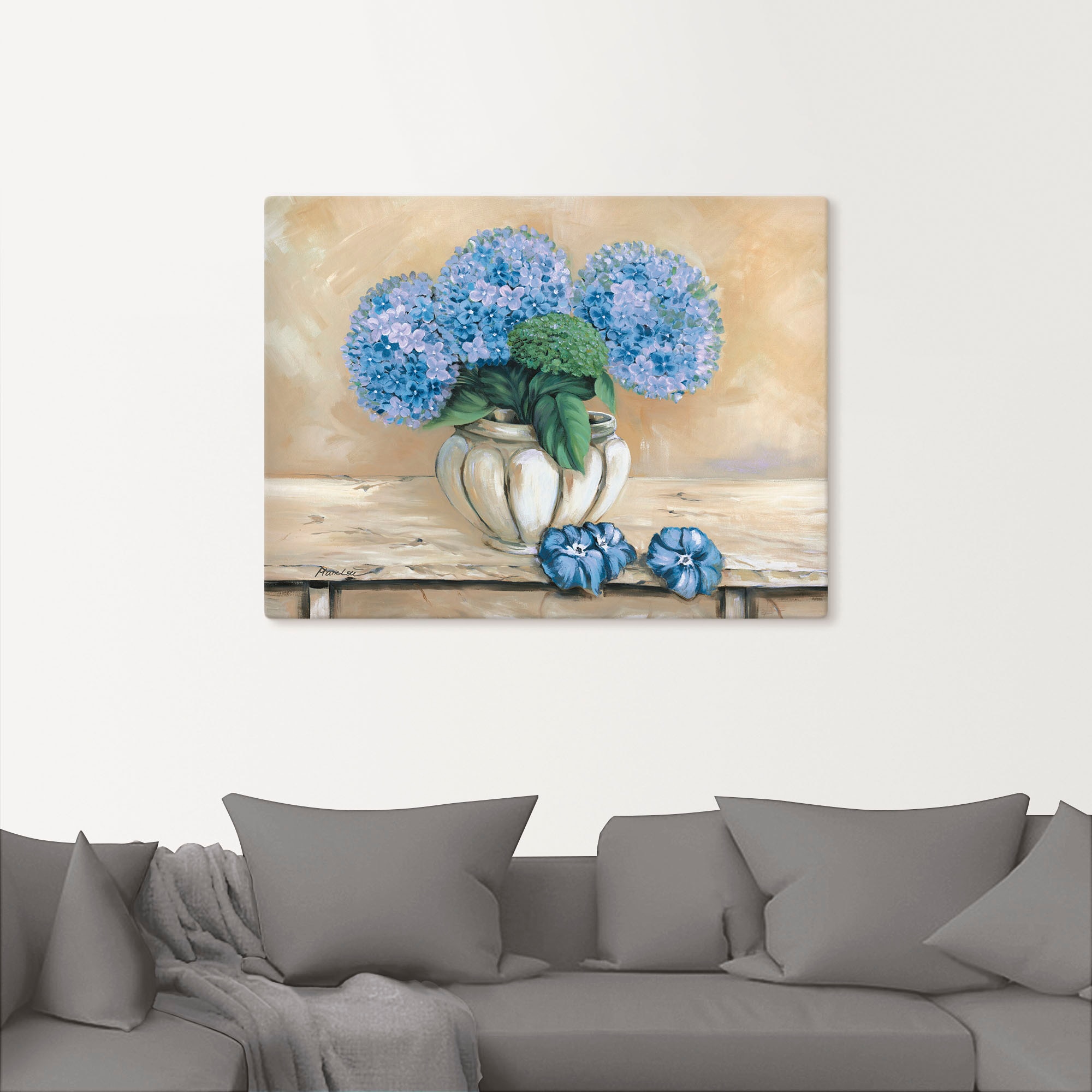 Artland Leinwandbild »Blaue Hortensien«, Blumen, (1 St.), auf Keilrahmen gespannt