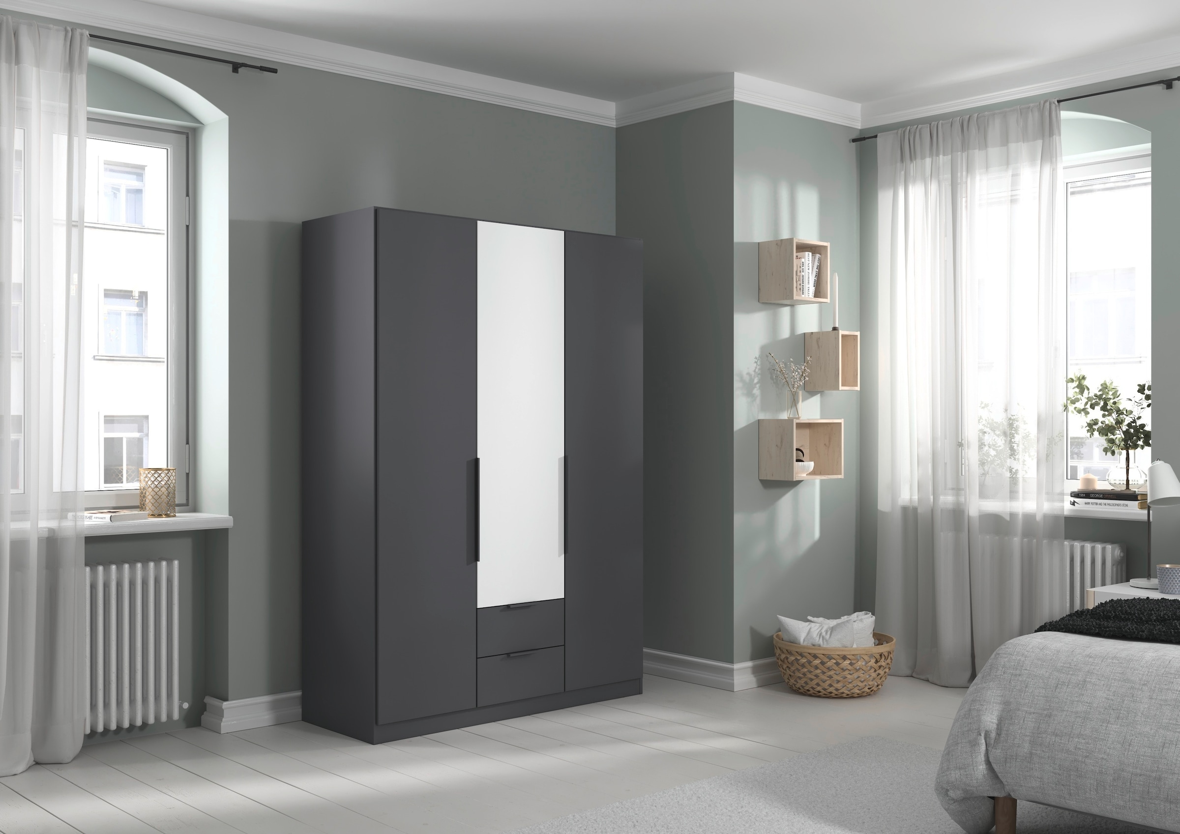 rauch Drehtürenschrank »Kleiderschrank Schrank Garderobe KREFELD optional mit Spiegel«, mit 3 Griff-Varianten, inkl. praktischen Schubladen MADE IN GERMANY