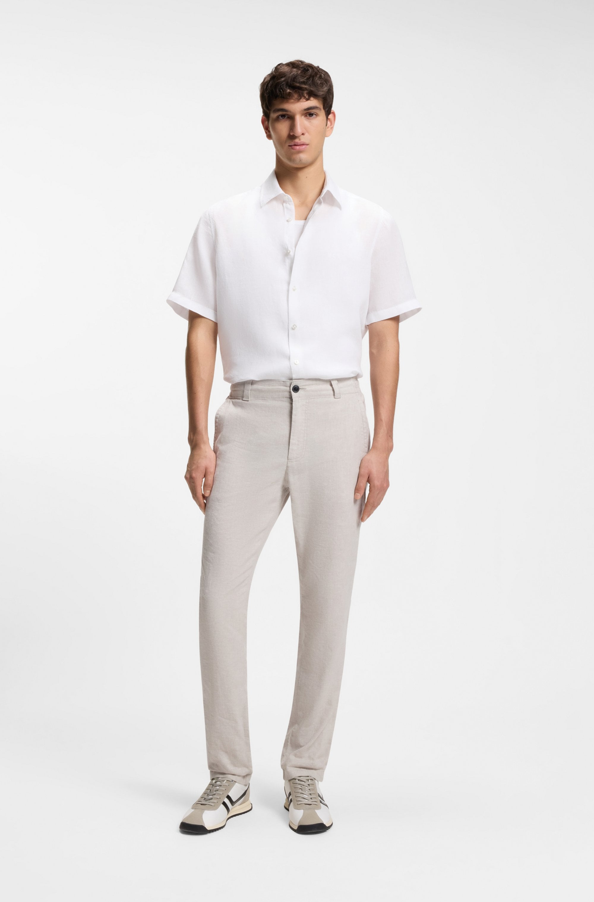 BOSS ORANGE Kurzarmhemd »Rash Premium Herrenmode« aus reinem Leinen, regular fit