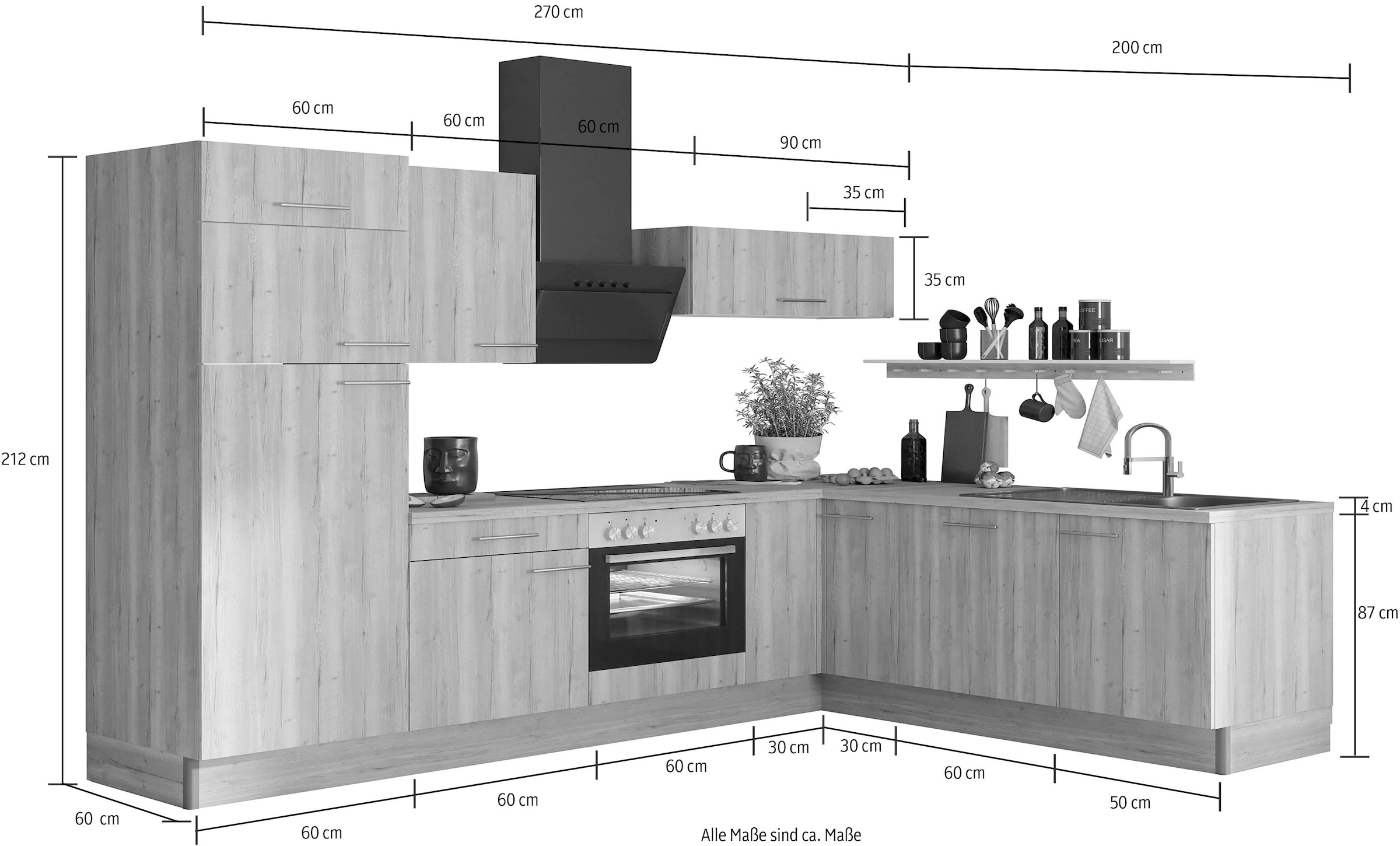 breit, OPTIFIT mit Rechnung kaufen 270 200 »Klara«, auf cm Küche E-Geräten x wahlweise
