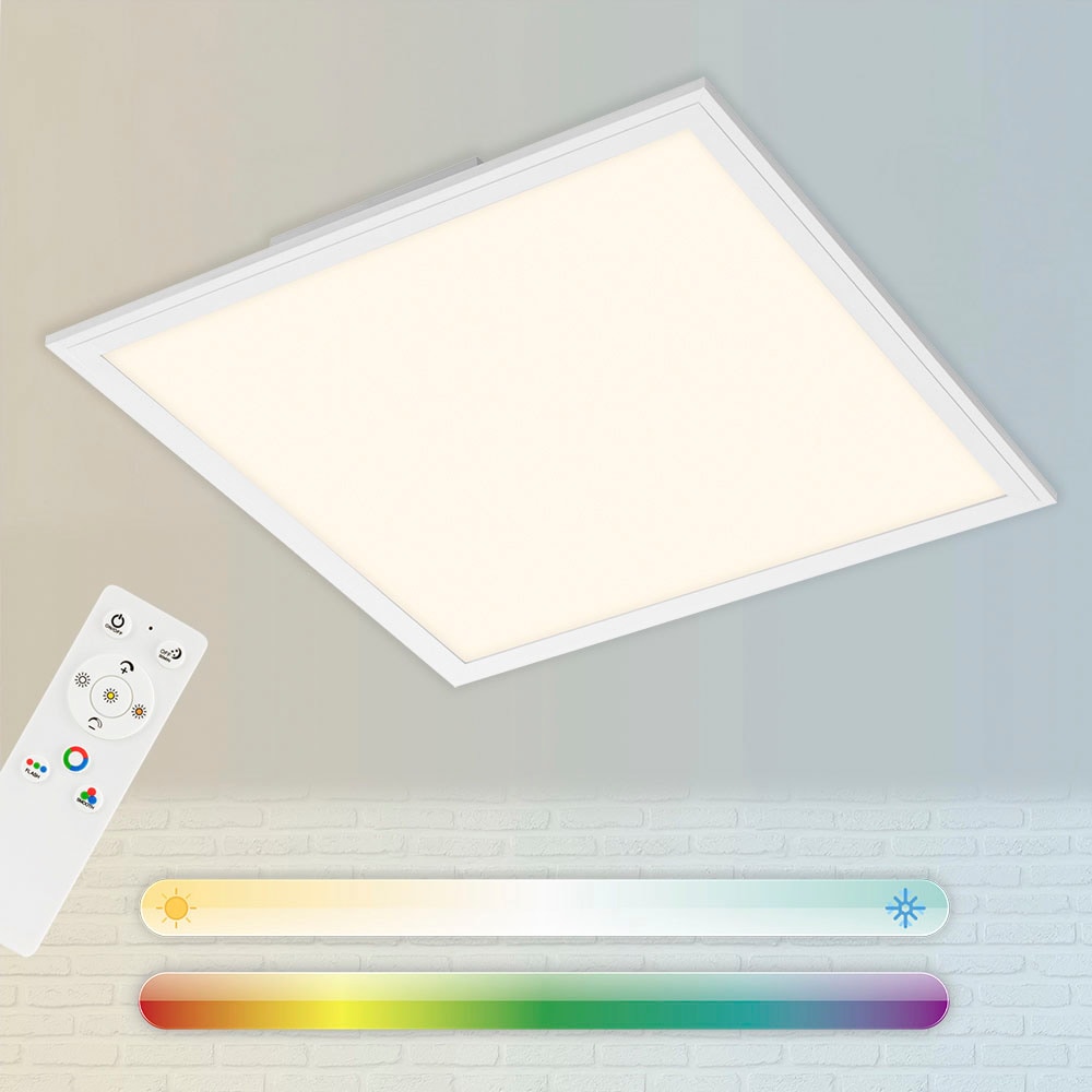 Briloner Leuchten LED Panel »7152016 Colour«, Leuchtmittel LED-Board | LED fest integriert, Deckenlampe, 45x45x7cm, Weiß, 24W, Wohnzimmer, Schlafzimmer, Küche
