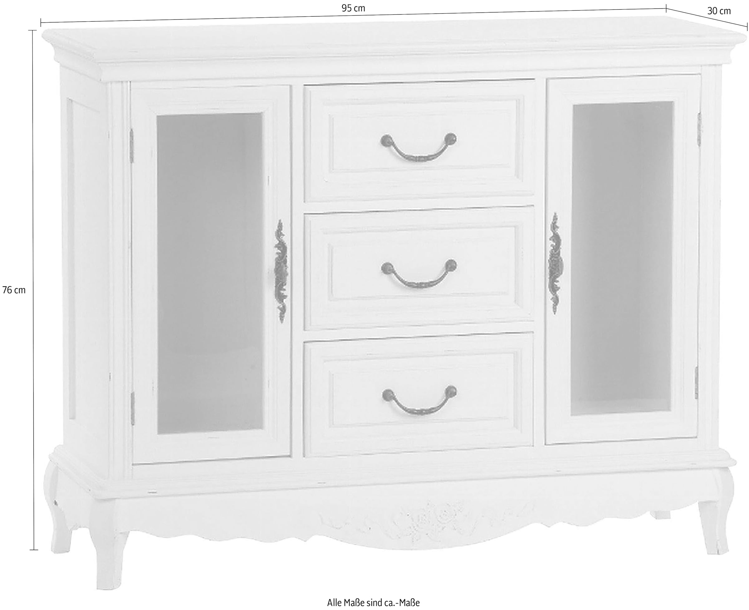 my Flair Kommode »Elegance«, Kommode, mit Rosenmotiven im Landhausstyle, geschwungene Formen