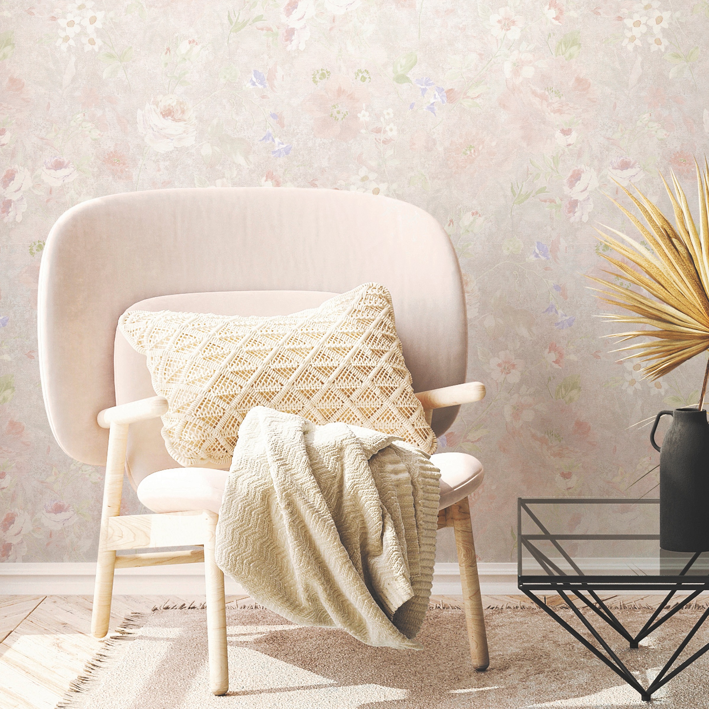 A.S. Création Vliestapete »Natural Living Blumentapete«, matt-gemustert-neutral, Blumentapete Vlies Vlies Wand Tapeten Wohnzimmer Schlafzimmer Küche