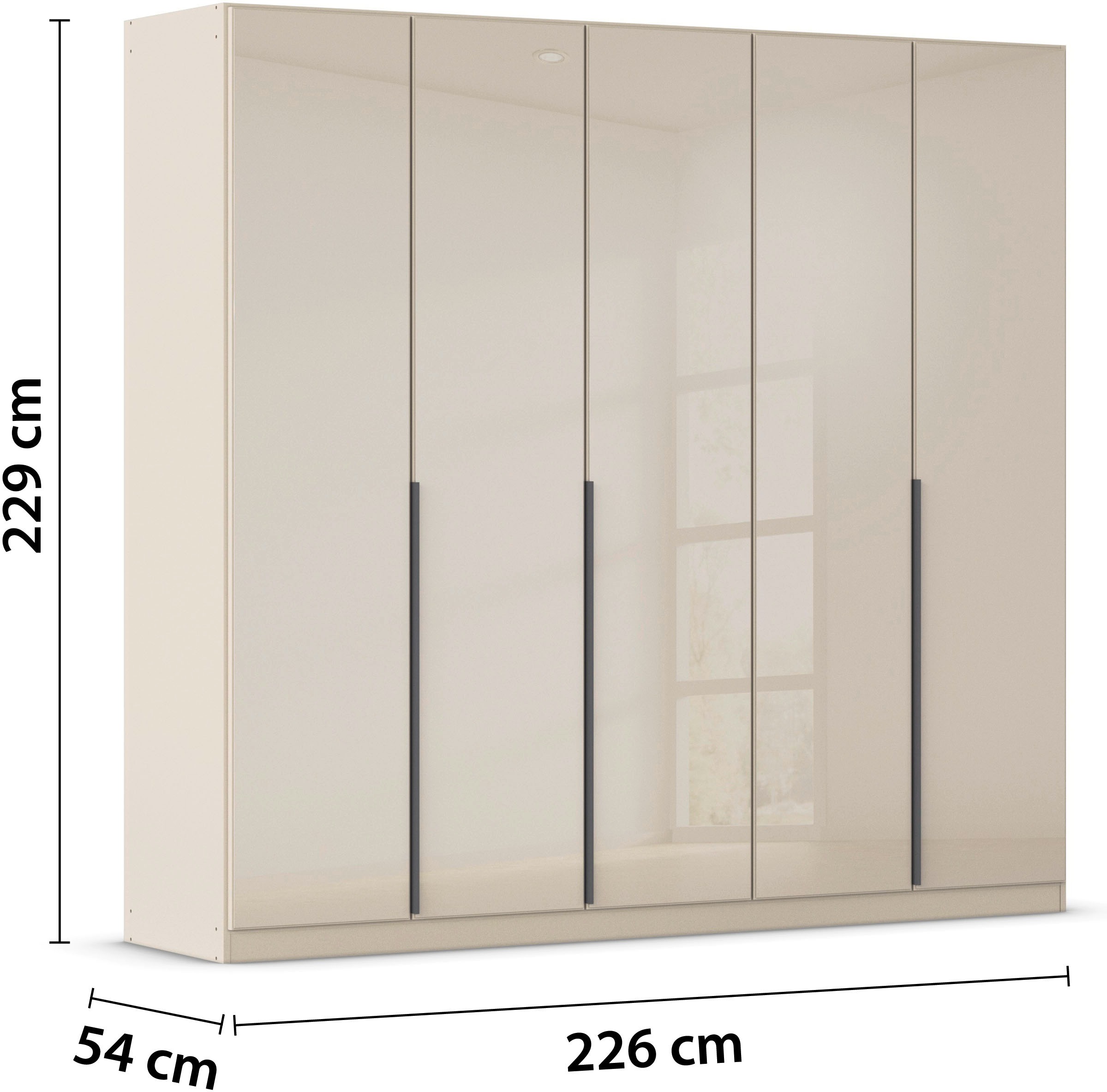 rauch Drehtürenschrank »Kleiderschrank Kleiderschränke Schrank Garderobe AGORDO mit Glasfront«, (in zwei Griff-Farben), durchdachte Innenausstattung, in 6 Breiten und 2 Höhen MADE IN GERMANY