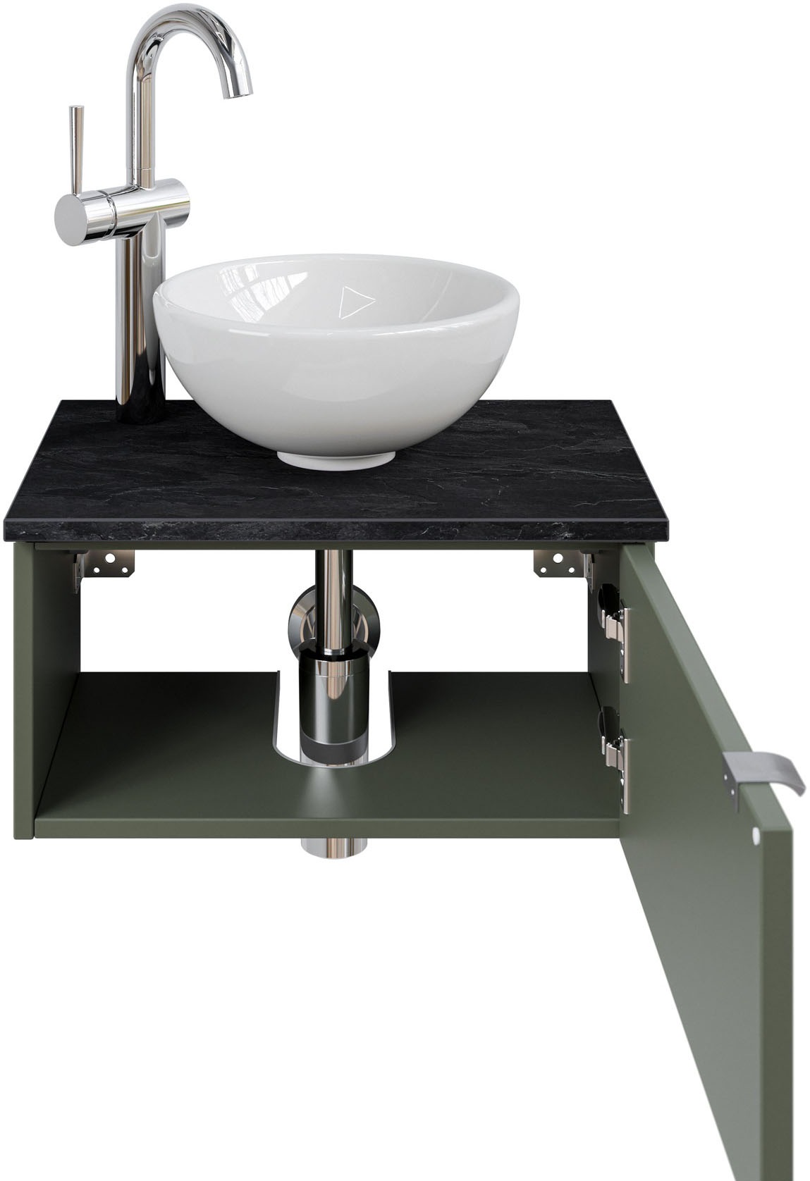 Saphir Waschtisch »Serie 6915 Waschschale mit Unterschrank für Gästebad, Gäste WC«, 51 cm mit Keramik-Aufsatzbecken und 1 Tür