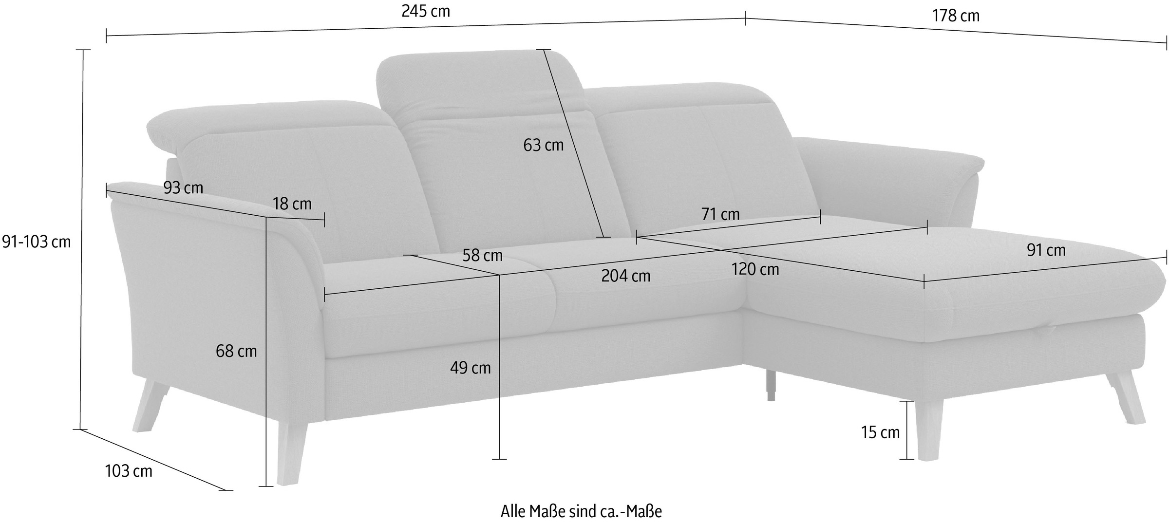 sit&more Ecksofa »Romero L-Form«, wahlweise mit oder ohne Relax-Funktion, Bettfunktion, Bettkasten