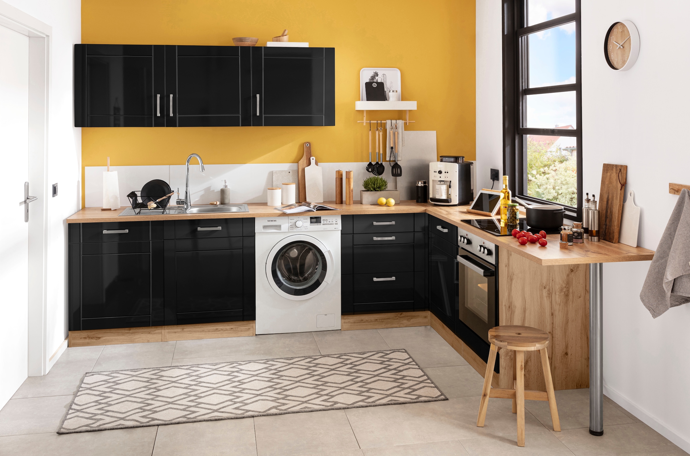 KOCHSTATION Spülenschrank »KS-Tinnum«, 120 cm breit, MDF-Fronten, Metallgriffe, inklusive Einbauspüle