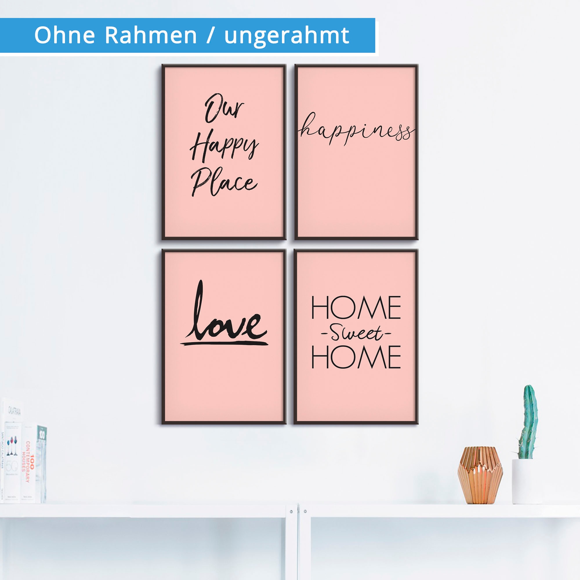 »Ort Wandbild, Wandposter Texte, bestellen (4 Sprüche St.), Rechnung Home Liebe Bild, Poster Artland sweet Poster, auf Glück & Home«,