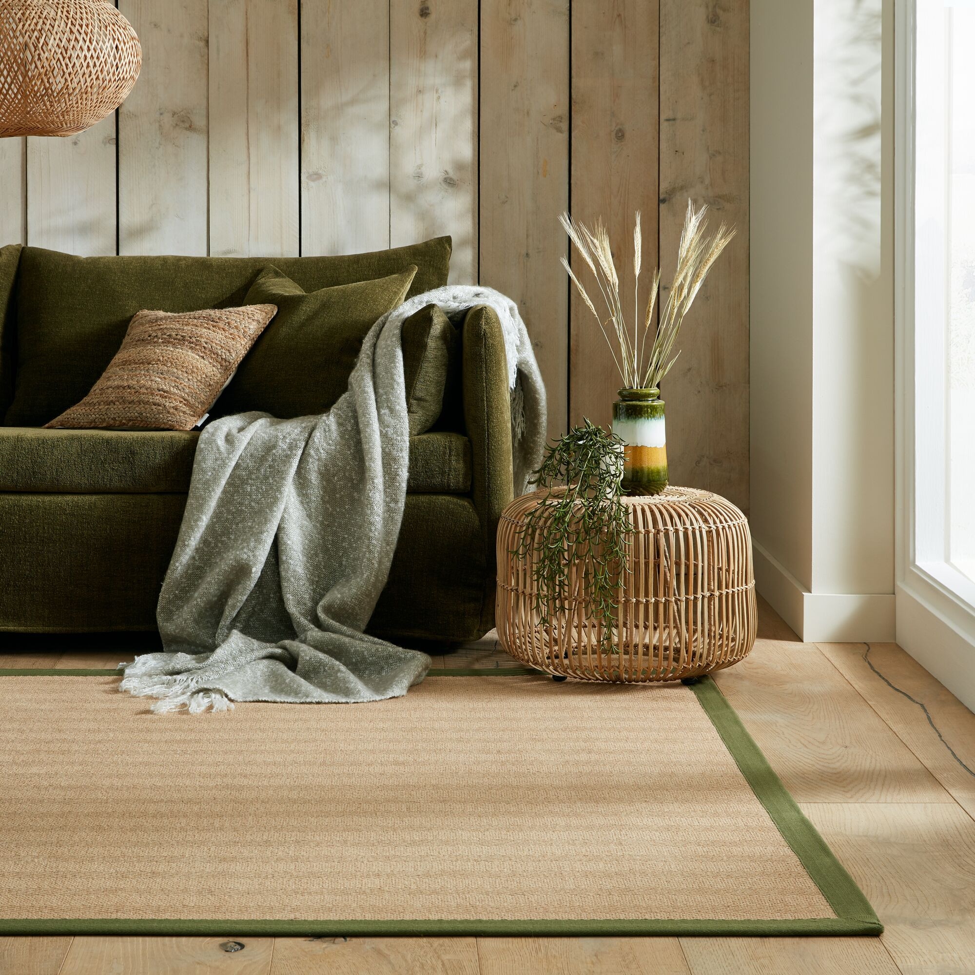 FLAIR RUGS Teppich »Kira mit Fischgrätmuster, aus Jute« rechteckig 3 mm Höhe