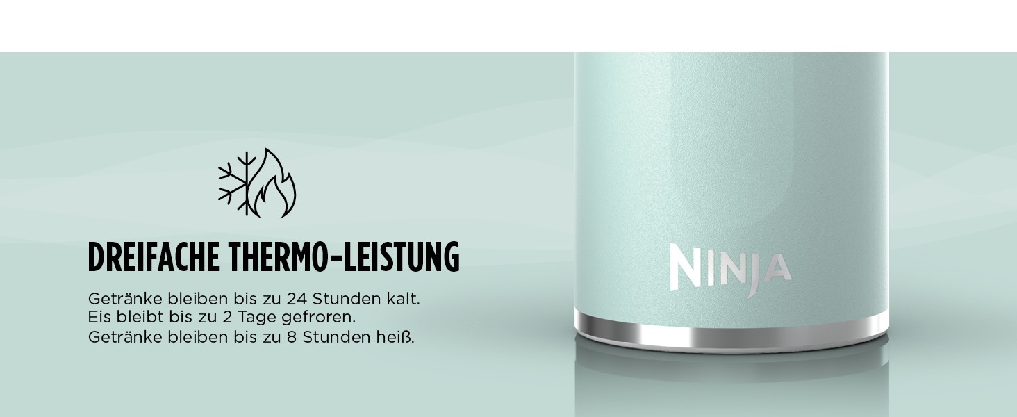 NINJA Isolierflasche »Ninja Thirsti Reiseflasche – 530 ml DW1801EUU / 700 ml DW2401EUU«, Getränke bleiben 24 Stunden kalt, 12 Stunden heiß, Eis hält 2 Tage