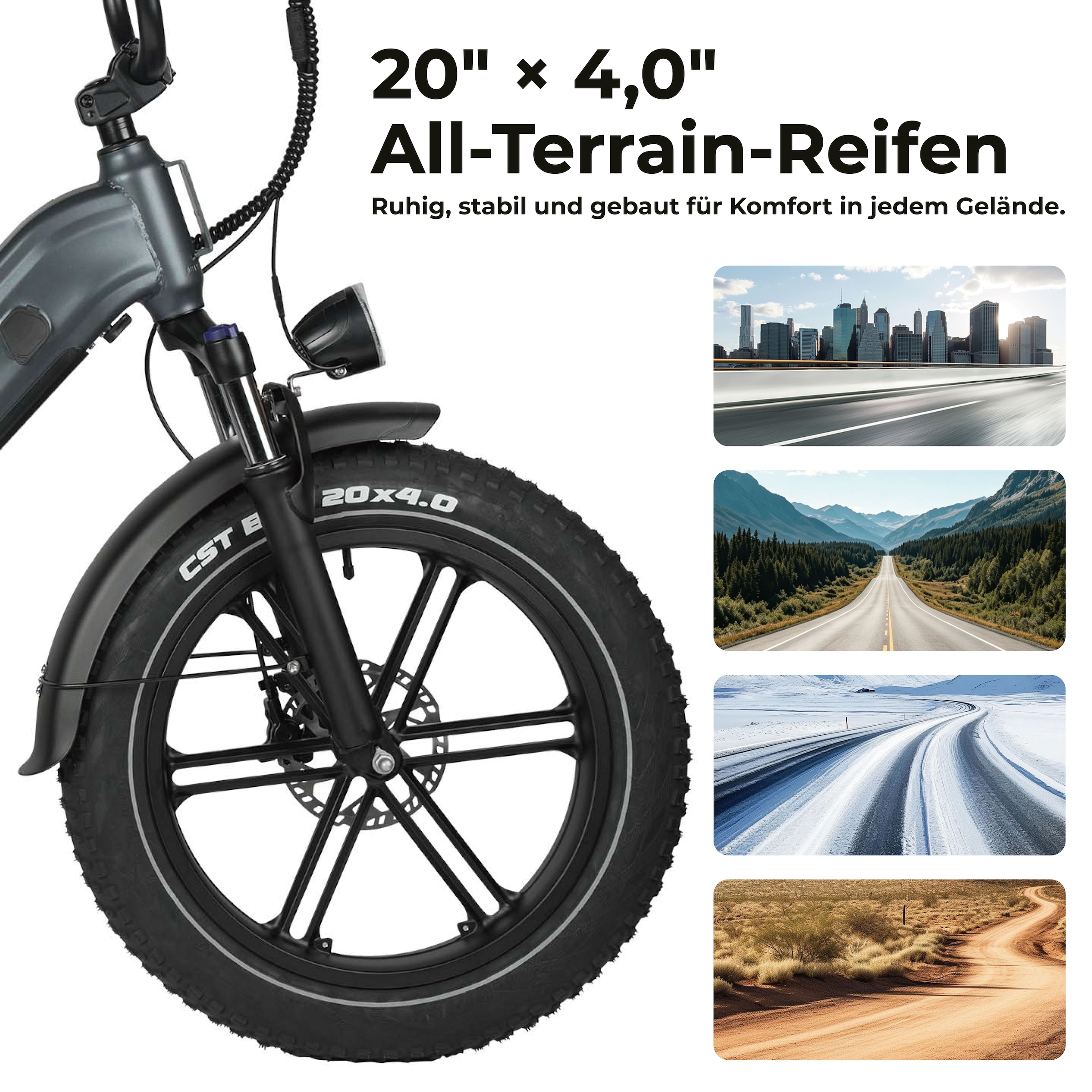 Maxtron »Maxtron Camel E-Bike compactbike« 7 Gang Shimano Kettenschaltung Heckmotor 500 W Packung,  20-Zoll-Fettreifenfahrrad mit Vorder- und Hinterradfederung