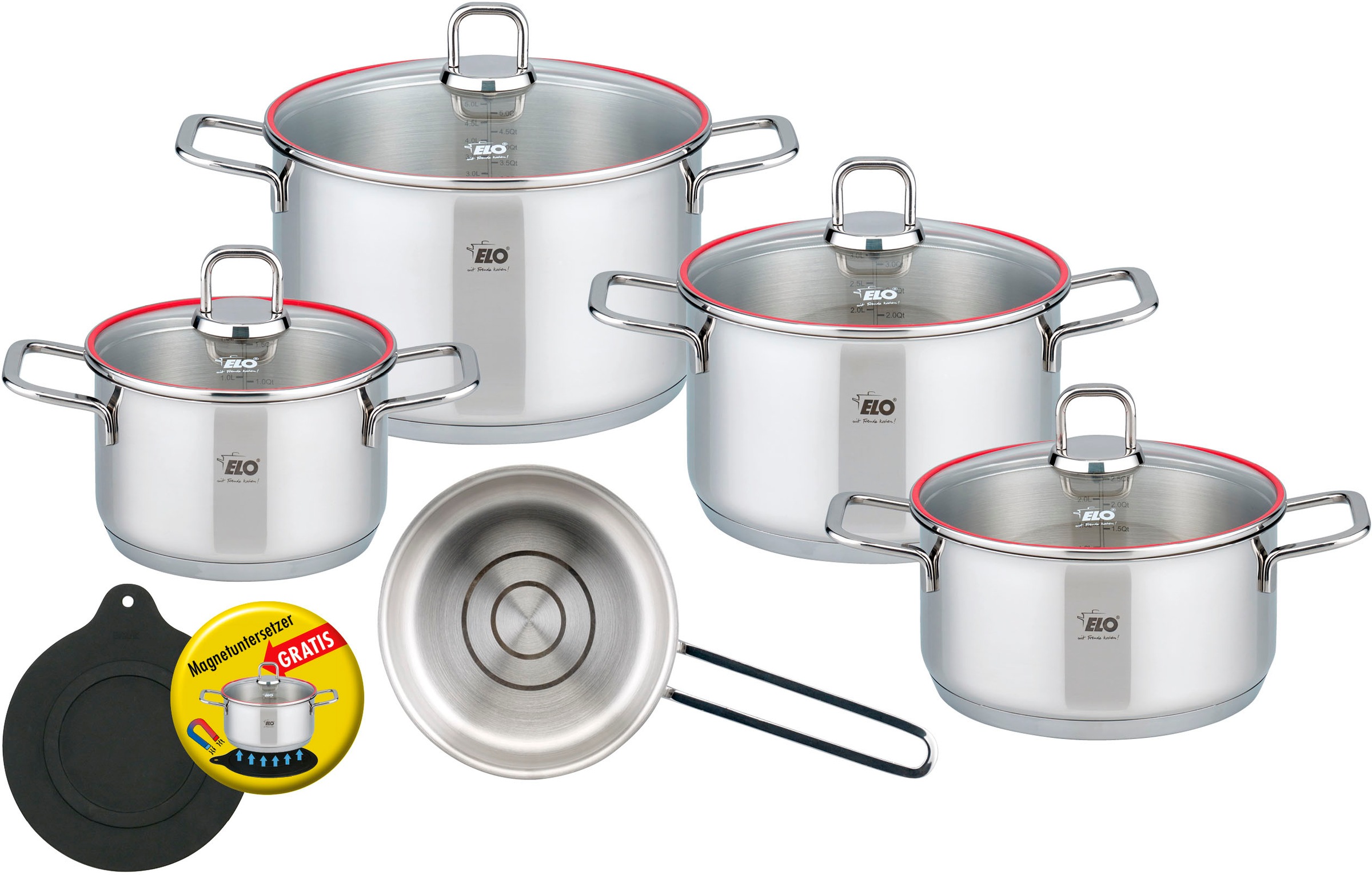 Elo Topf-Set »Excellent« Edelstahl 18/10 Set, Bratentopf Ø 20 cm, je 1 Flei günstig online kaufen