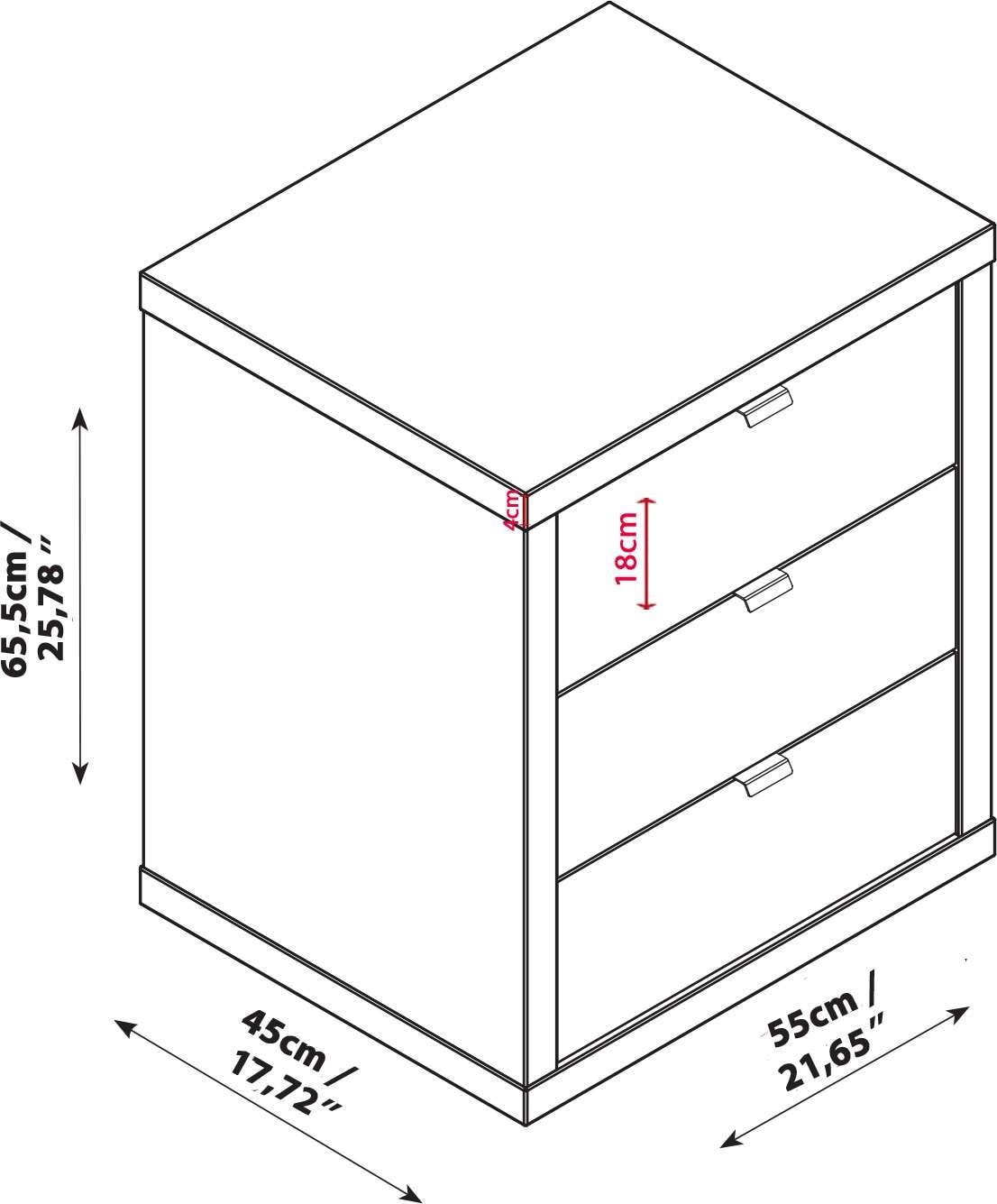 Composad Rollcontainer »PRATICO«, 3 Schubladen,hochglanz lackiert und Metallgriff