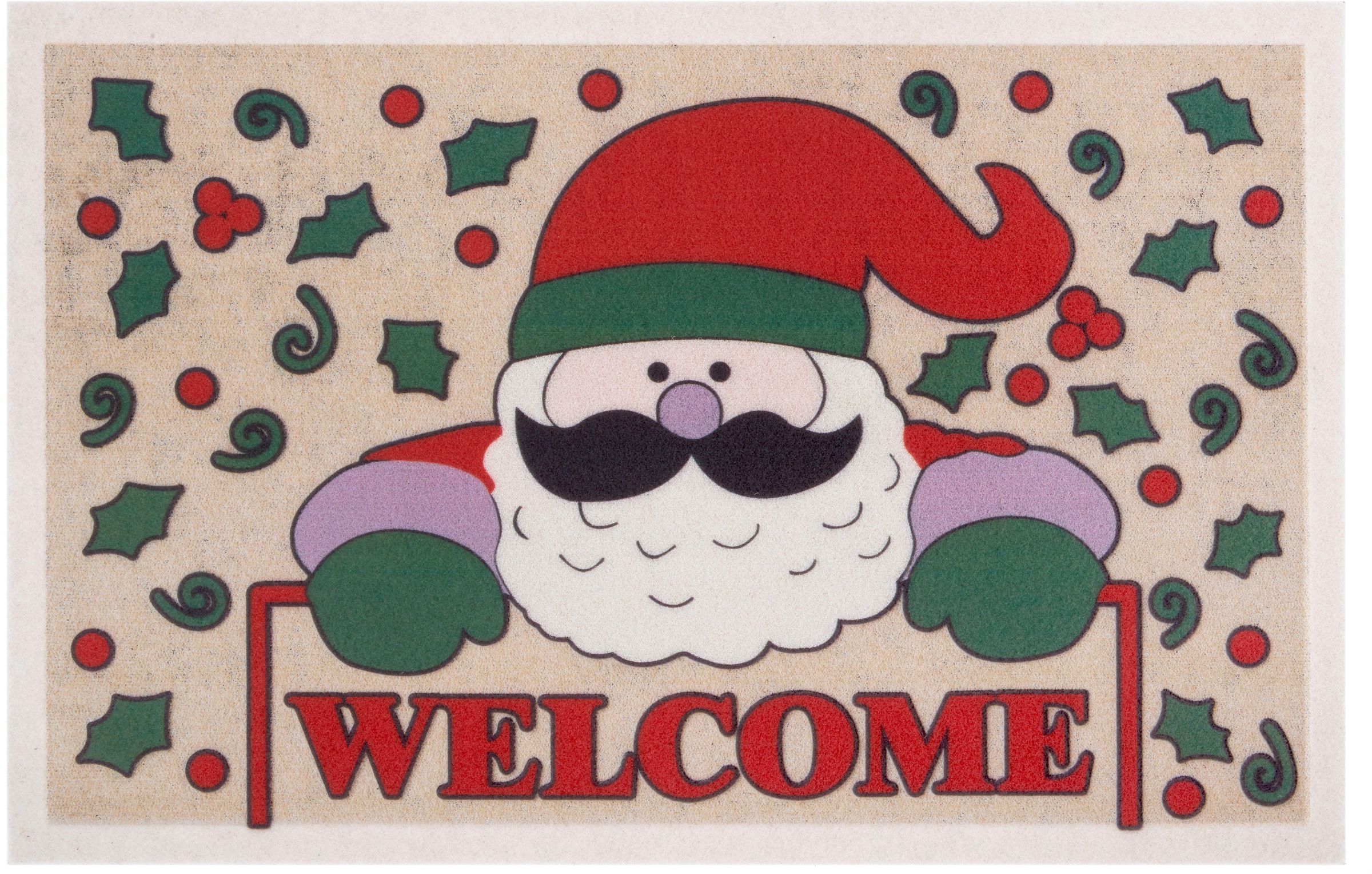 Home affaire Fußmatte »Welcome Weihnachtsmann«, rechteckig, Motiv Weihnachten, mit Spruch, Rutschfest, Schmutzfang