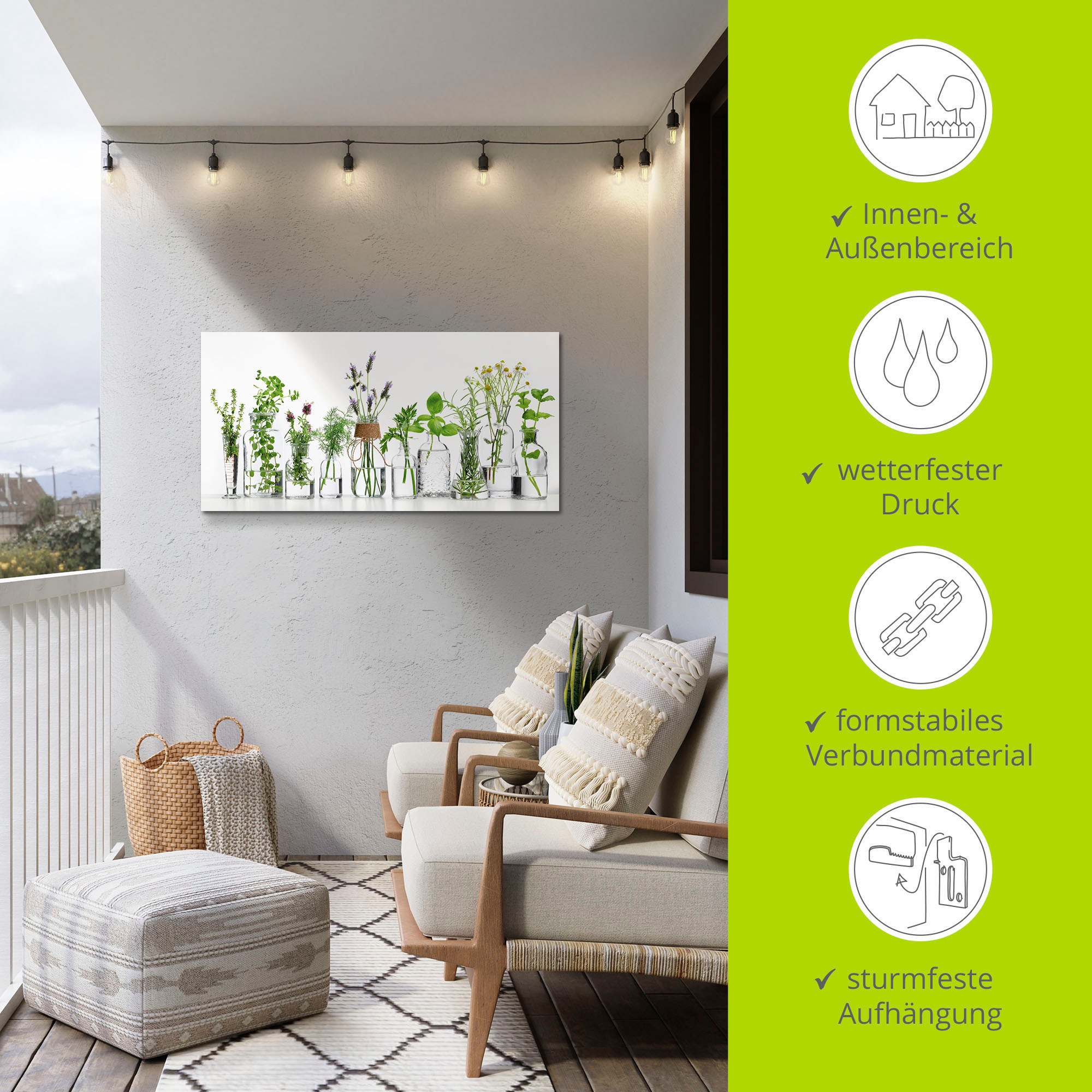 Artland Wandbild »Öle mit Kräutern«, Kräuterbilder, (1 St.), als Alubild, Outdoorbild, Leinwandbild, Poster, Wandaufkleber