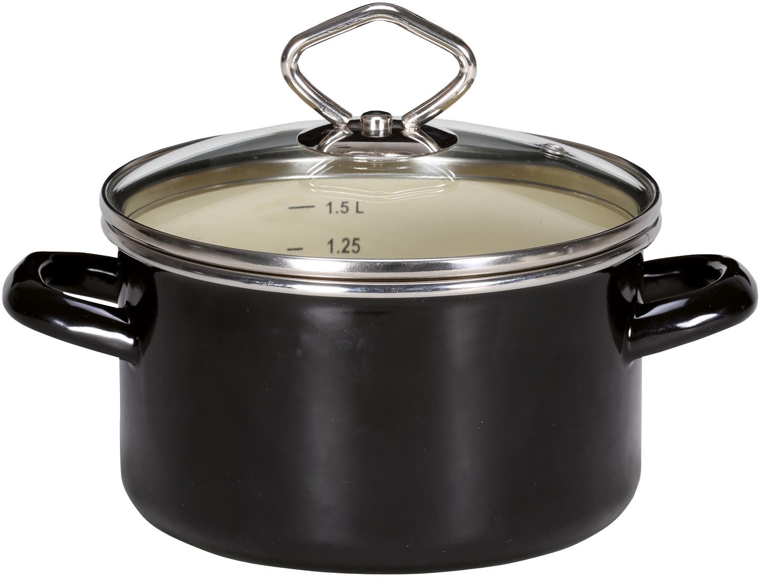 Krüger Fleischtopf Emaille 1 Stk. tlg. Literskala, Glasdeckel, Induktion günstig online kaufen