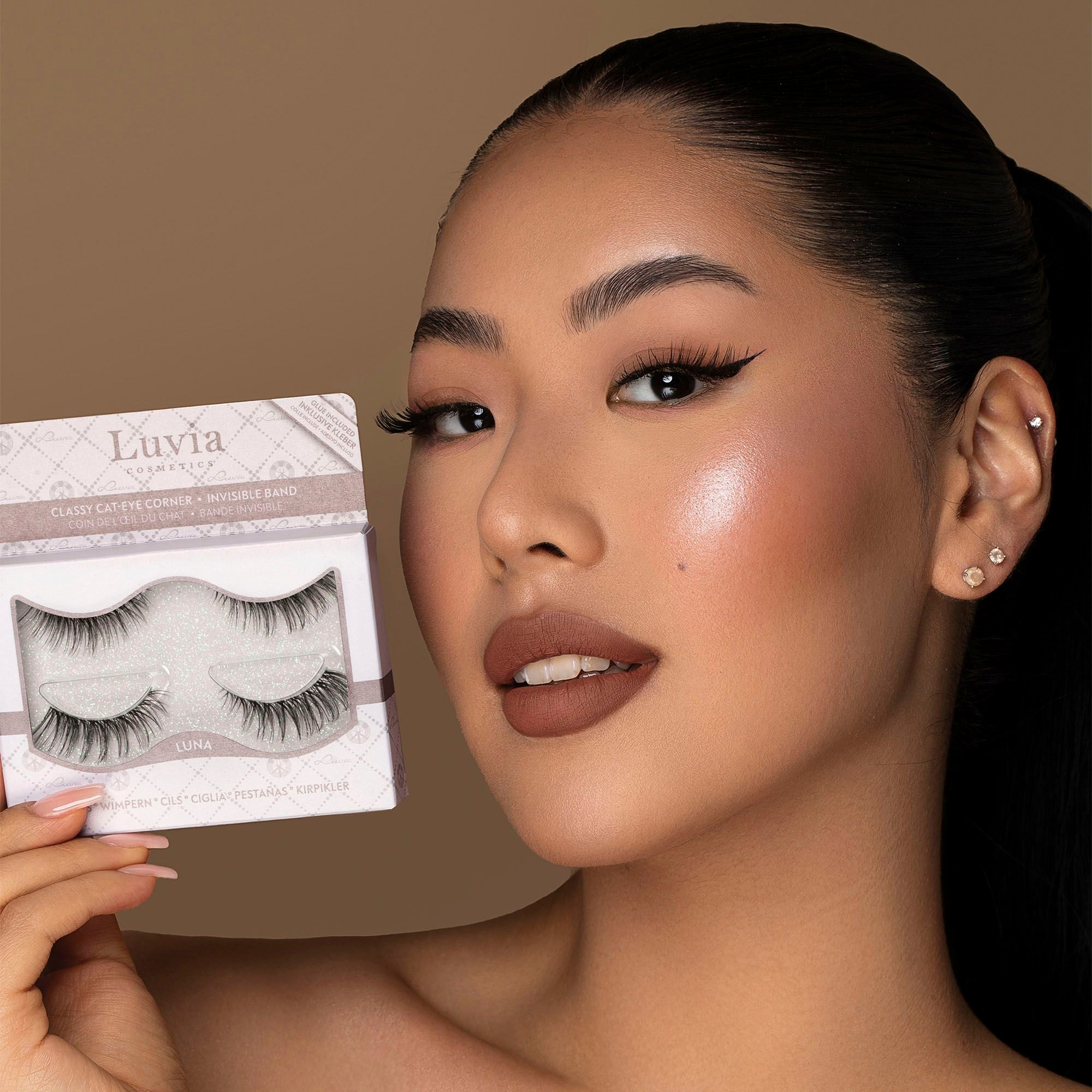 Luvia Cosmetics Bandwimpern, Natürliche Spitzen, flexibles Band, auch für Anfänger, mit Kleber.