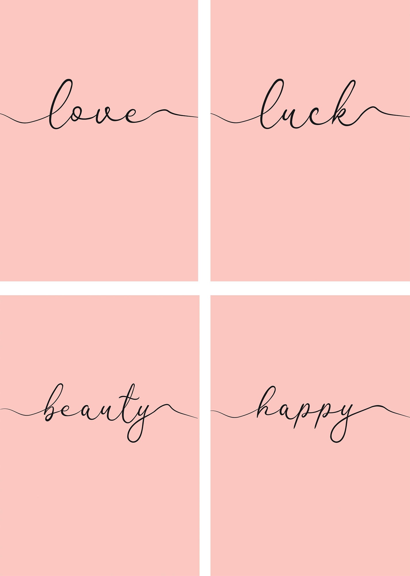Artland Poster »Liebe Glück Schönheit Frohsinn«, Sprüche & Texte, (4 St.), Poster, Wandbild, Bild, Wandposter