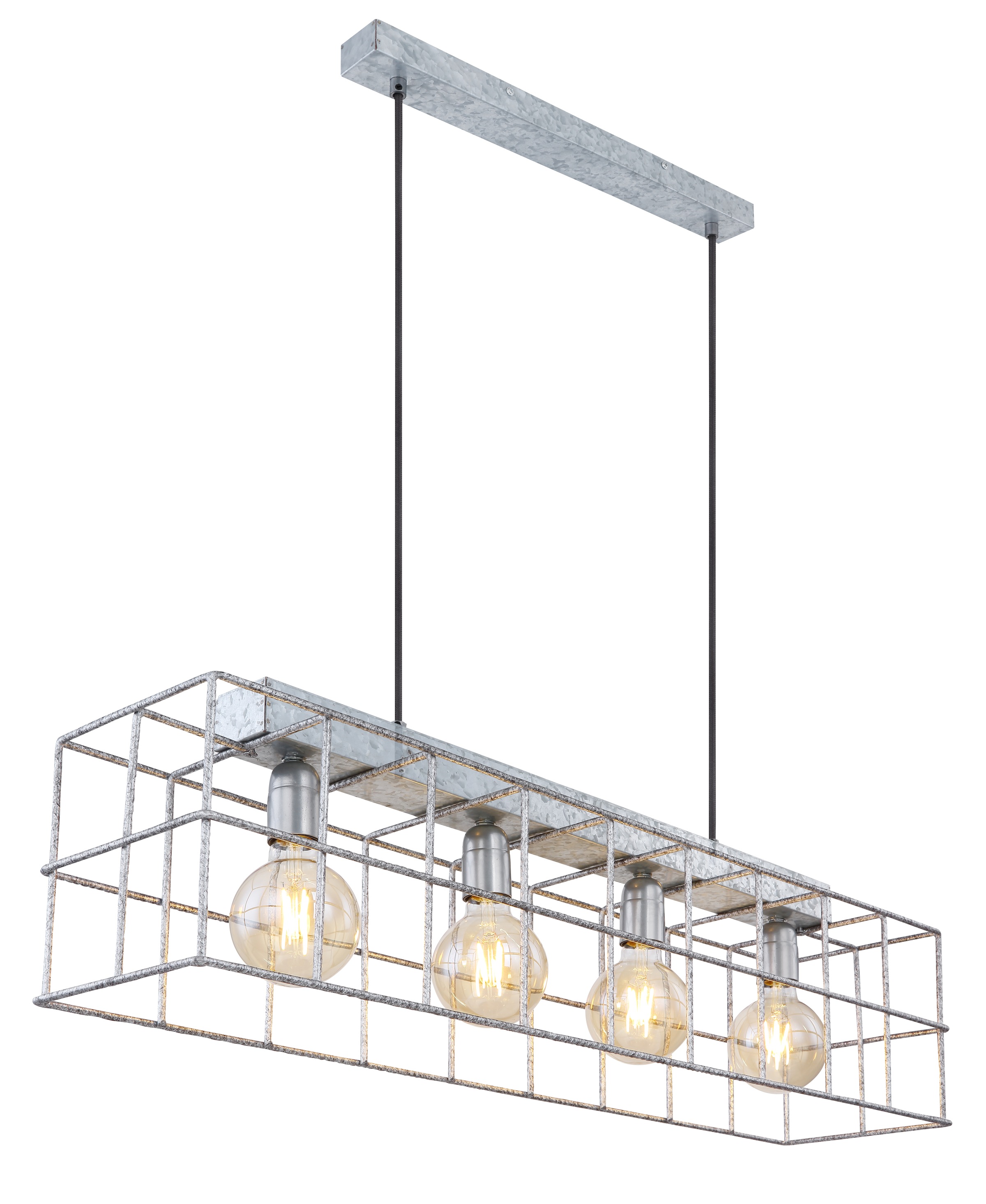 GLOBO LIGHTING Hängeleuchte »MERRIL« E27 1 Stk. Zinkfarbene Hängeleuchte mit Käfig aus Betonstahl-Gitter