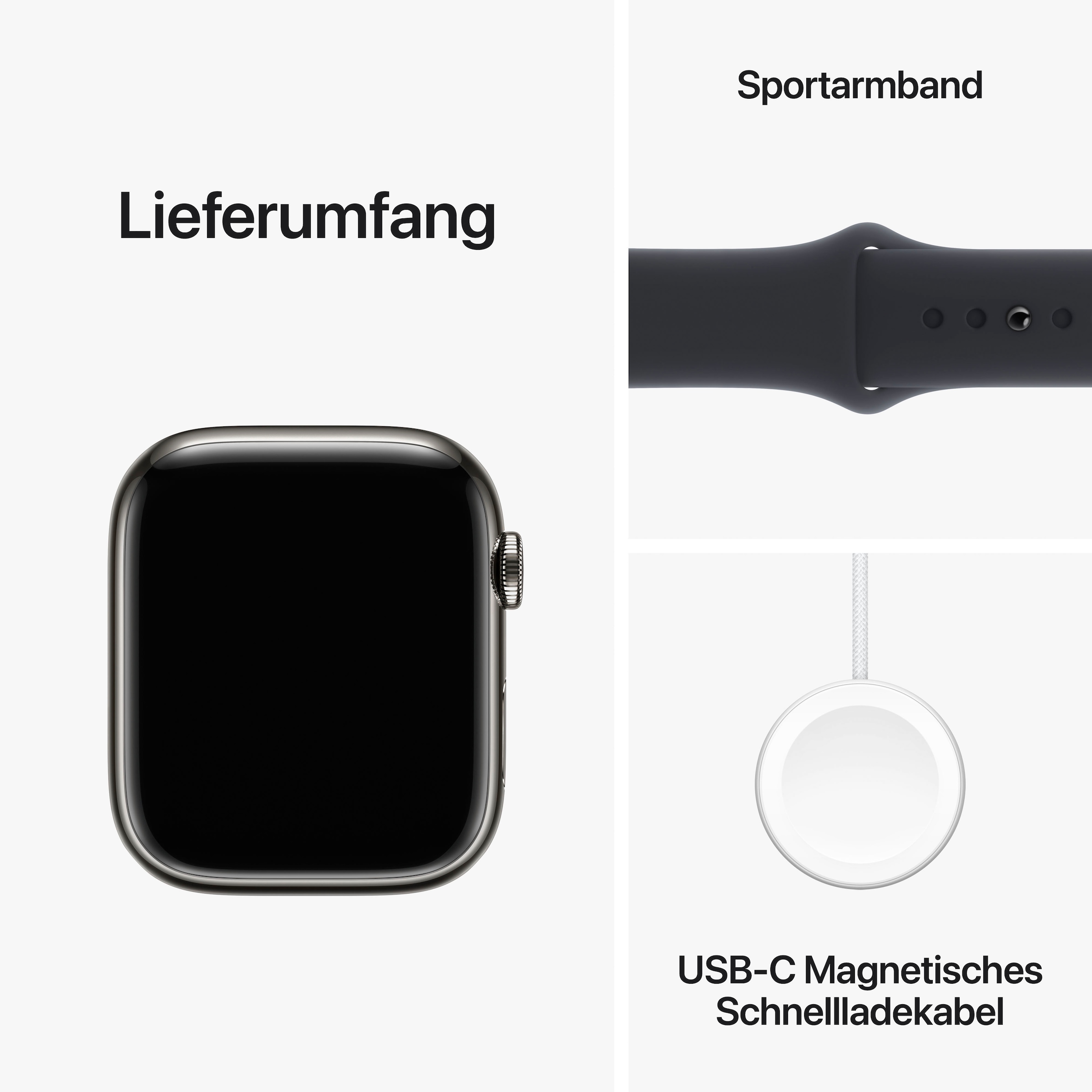 Apple Smartwatch »Watch Series 9 Edelstahl«, (4,5 cm / 1,77 Zoll), Watch OS 10, Sport Band)
