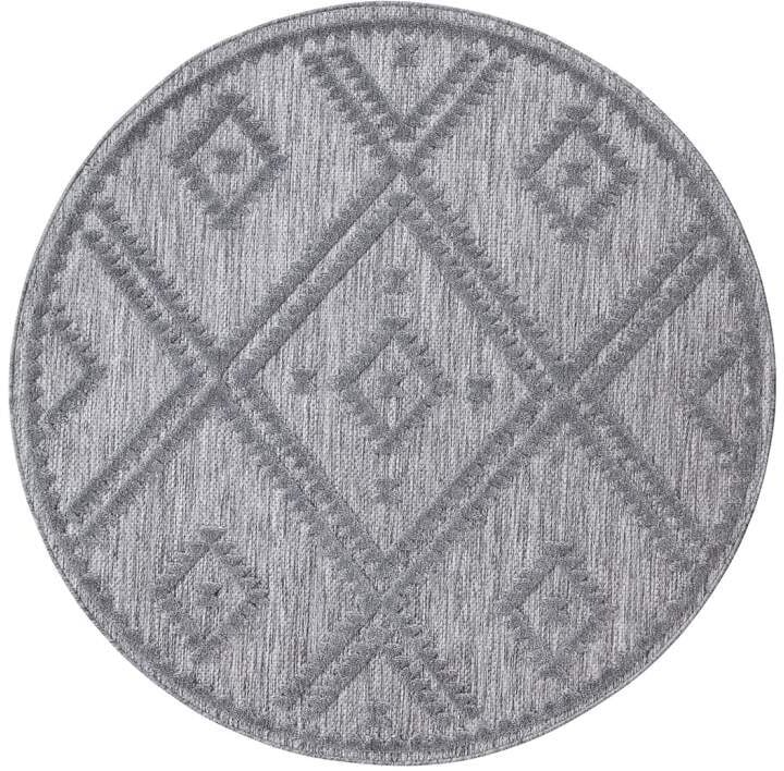 Carpet City Teppich »In-& Outdoorteppich Santorini 454, 3D-Effekt, Raute-Optik«, rund, 5 mm Höhe, Wetterfest & UV-beständig für Terrasse, Balkon, Küche, Flur