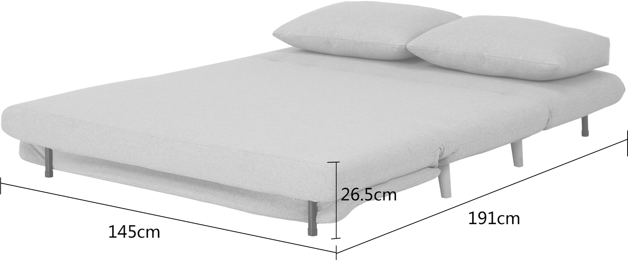 INOSIGN 2-Sitzer »AINSLEY 140 cm Breite«, Verstellbare Rückenlehne und Sofa mit Bettfunktion