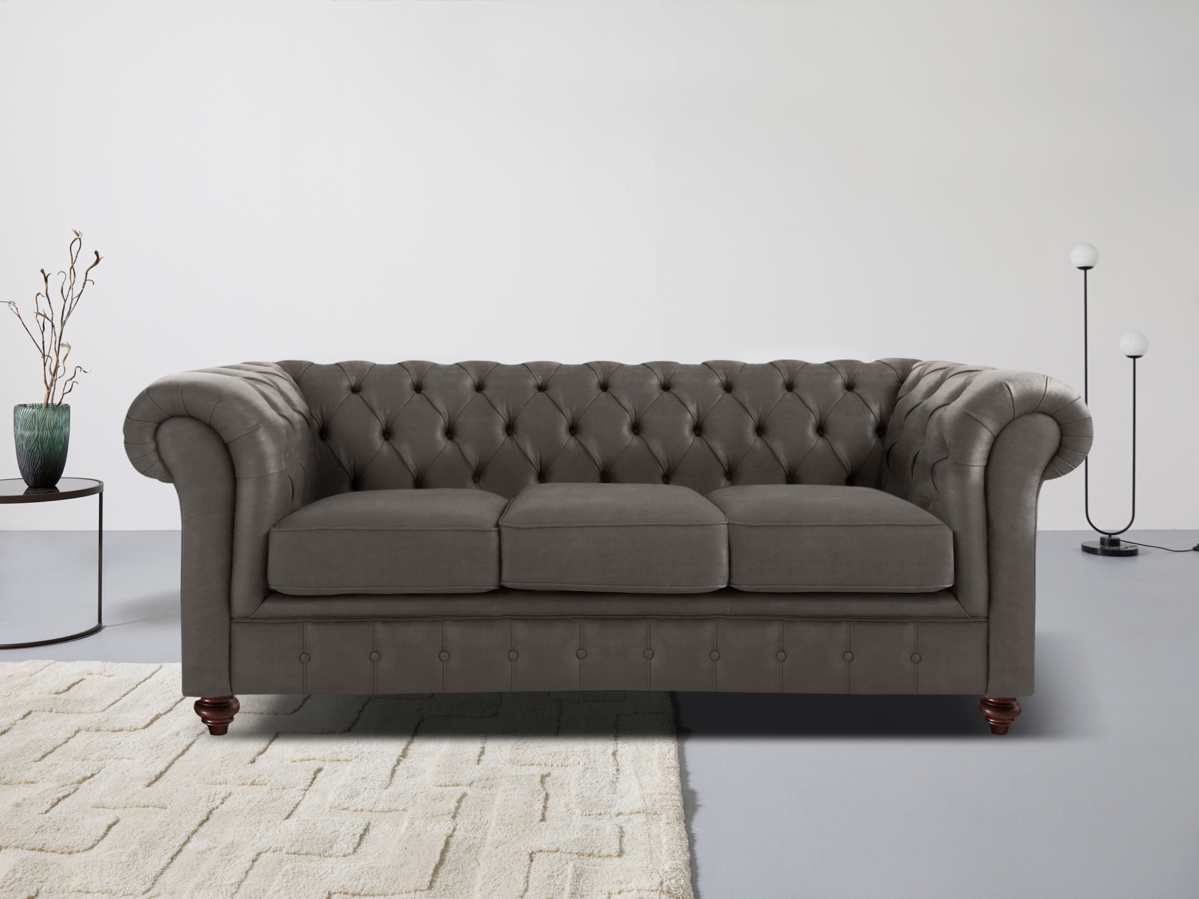 Home affaire Chesterfield-Sofa "Chesterfield 3-Sitzer B/T/H: 198/89/74 cm", günstig online kaufen