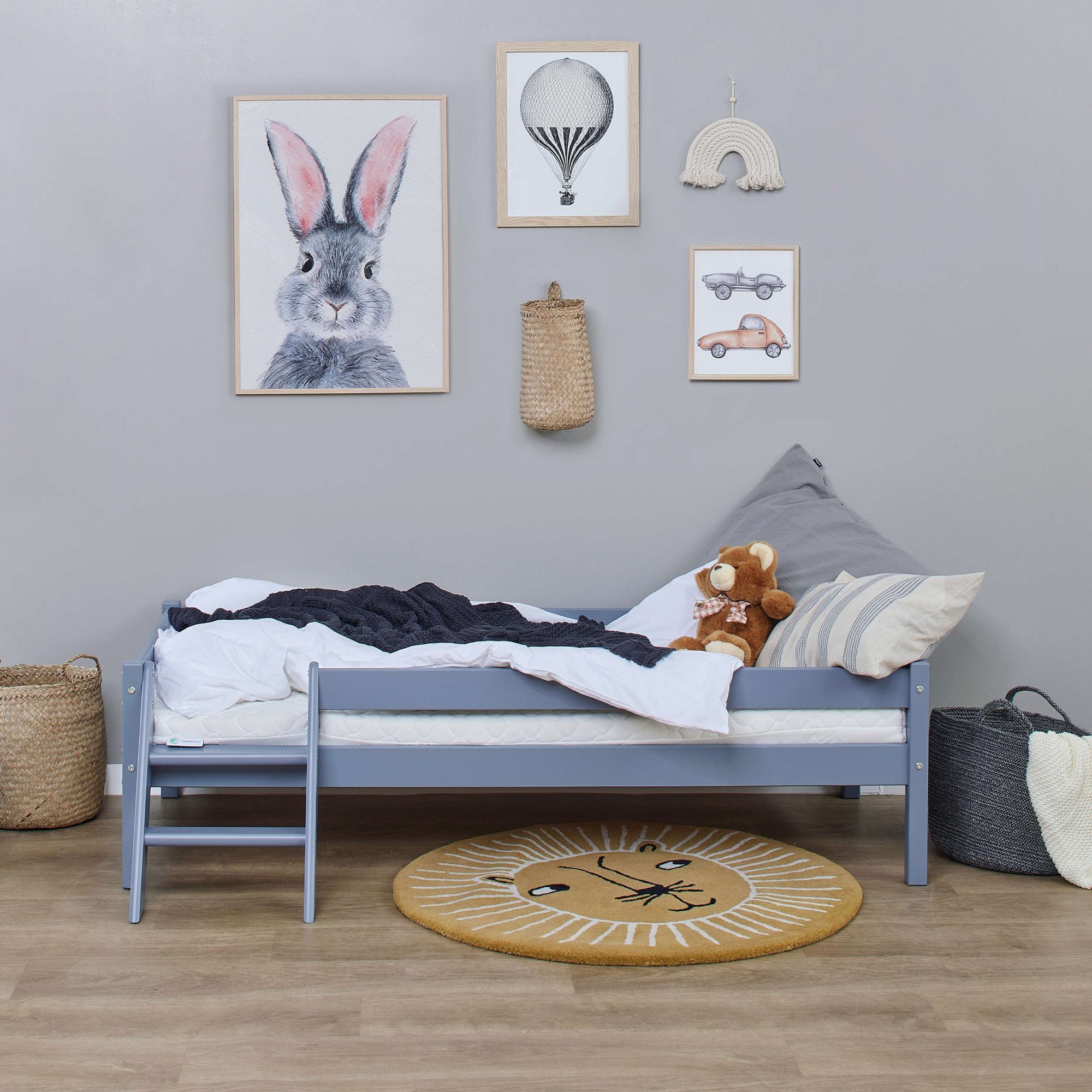 Lüttenhütt Jugendbett »ECO One«, Kinderbett mit Rausfallschutz und Leiter, 3 Farben/Matratze wählbar
