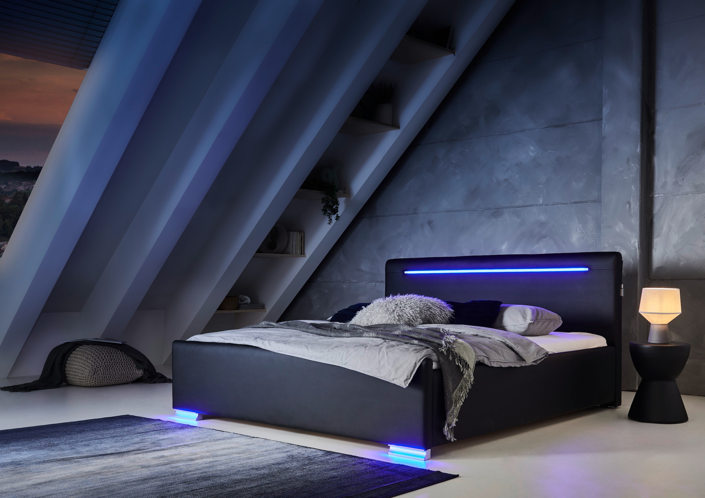 meise.möbel Polsterbett »Las Vegas III mit LED-Beleuchtung und USB-Anschluss«, erhältlich in den Breiten 140 & 180cm